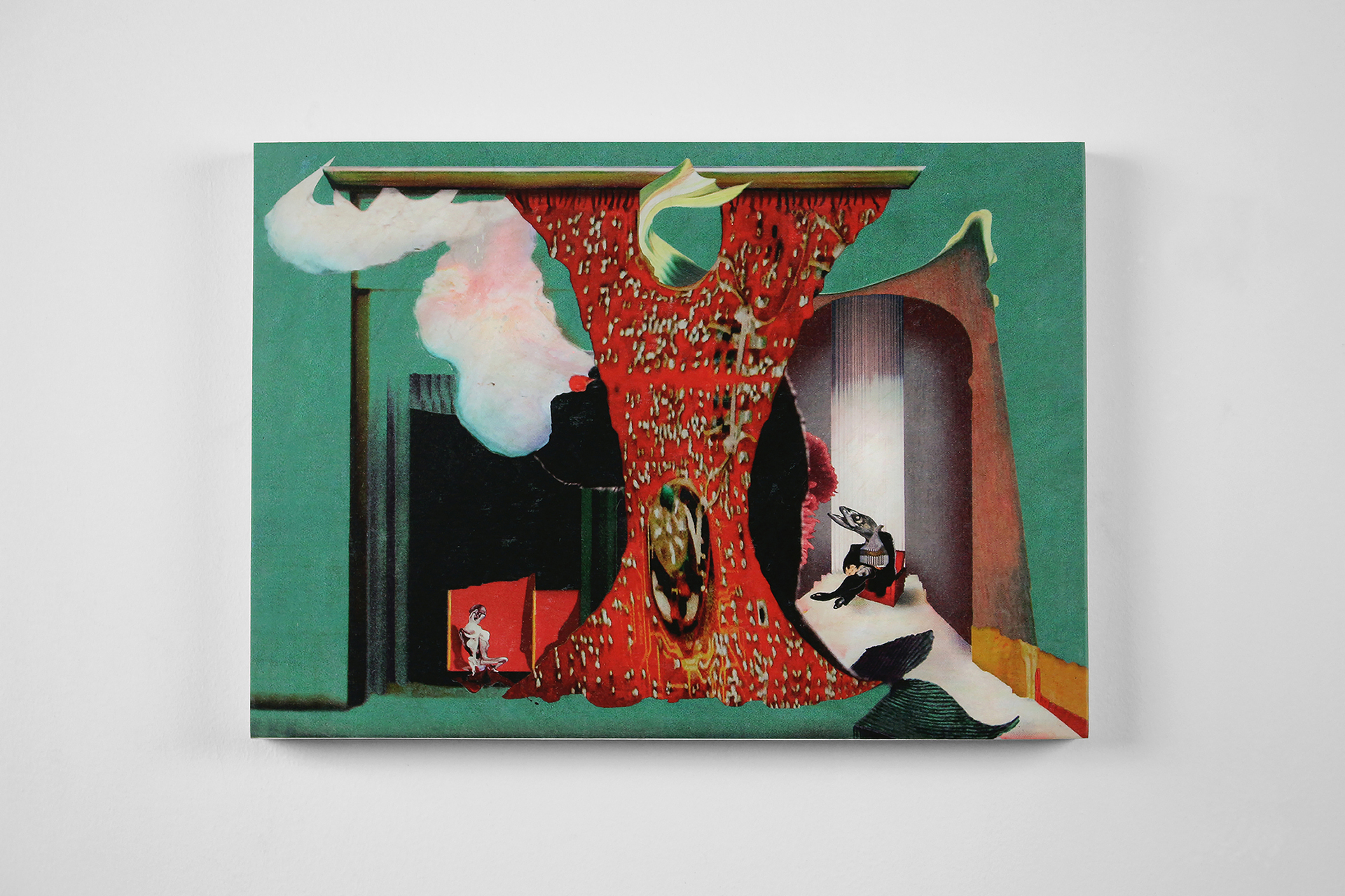 4th performance «cute fish skin», 2020, UV print, plywood, 33x46 cm