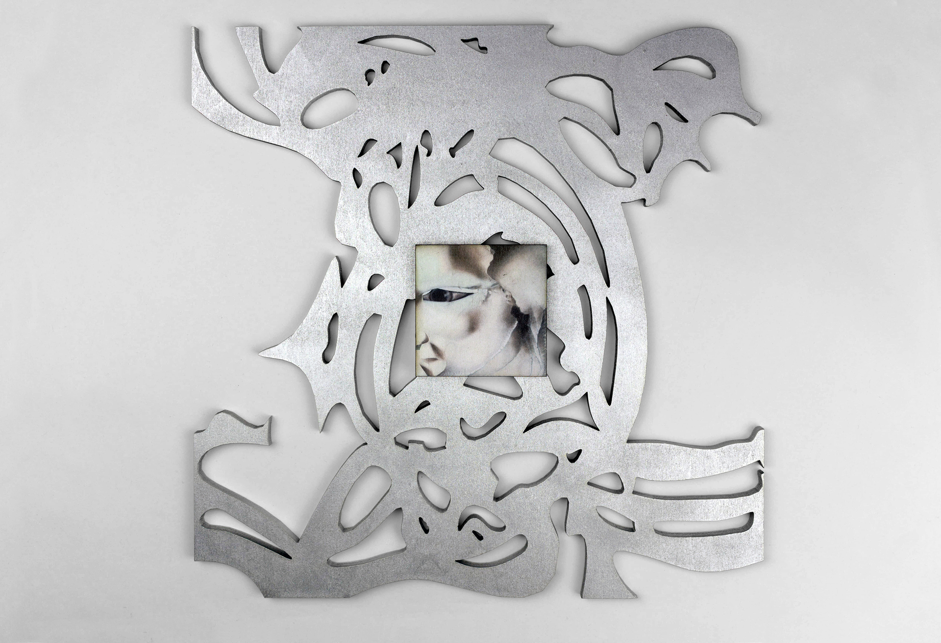 13th performance «gift of subtle sight», 2021, acrylic, UV print, through plywood relief, 35x35 cm