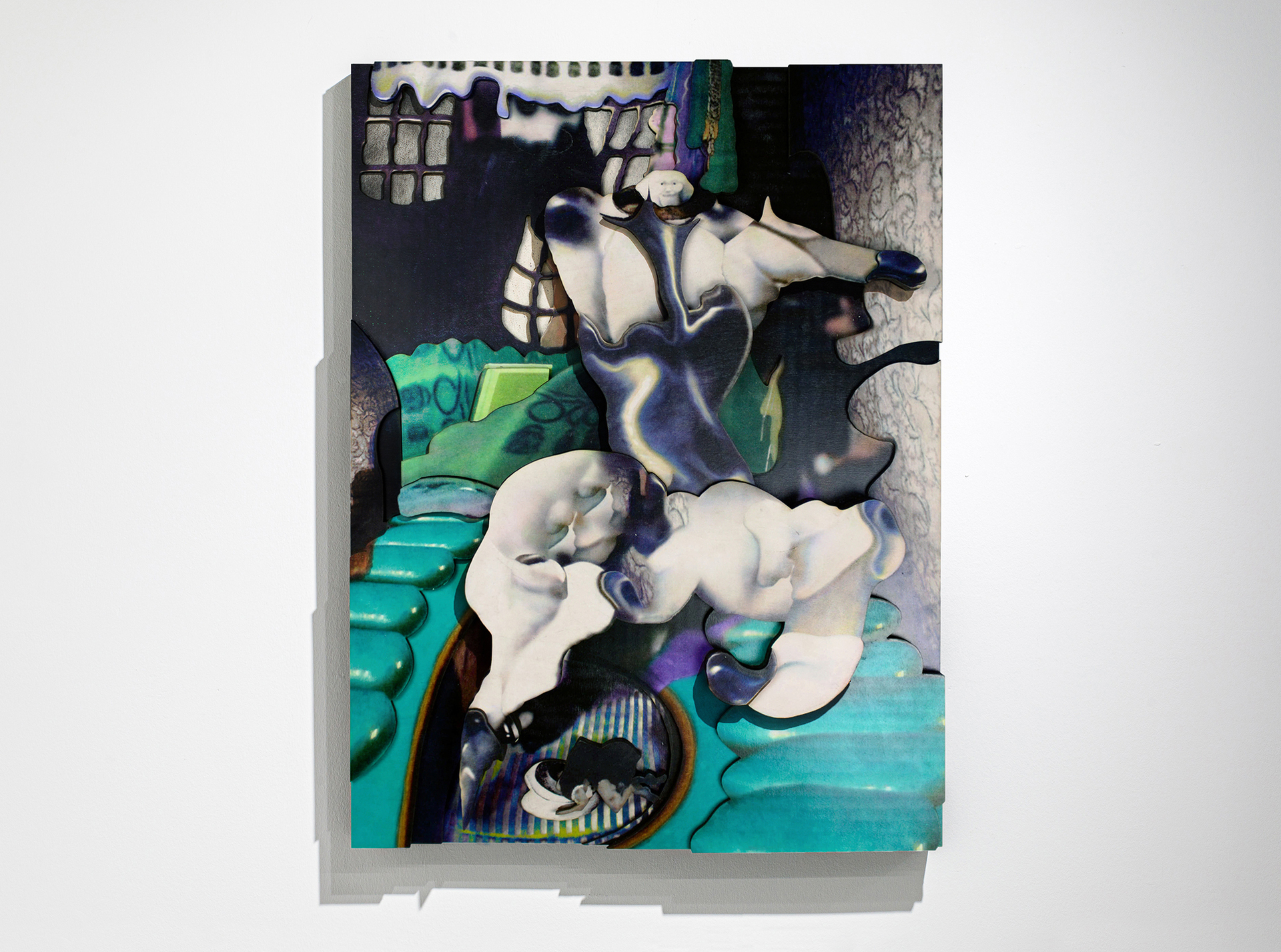 1st performance «Judy's exit», 2021, UV print, multilayer plywood relief, 80x60 cm