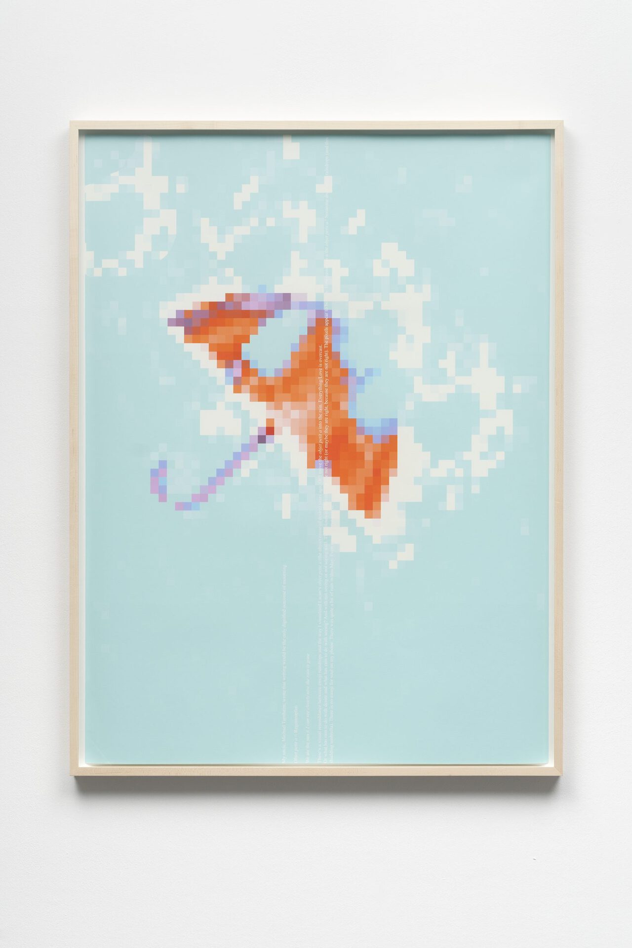 Lisa Holzer, Rain/Umbrella (cyan/red). 2021. Pigment print on cotton paper, black marker on wood. 110.3 x 84 x 4 cm.