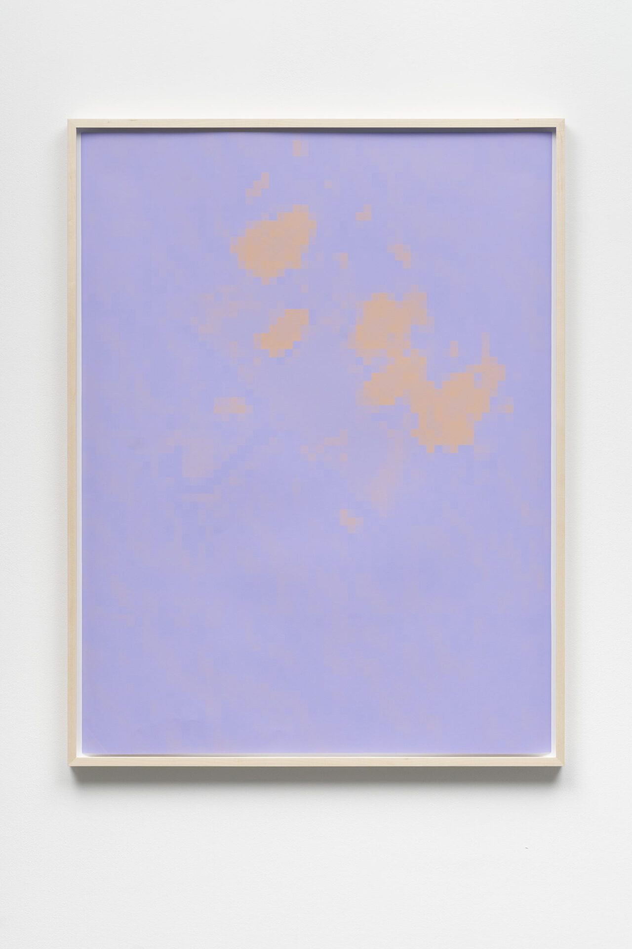 Lisa Holzer, Rain/Umbrella (purple/peach). 2021. Pigment print on cotton paper, black marker on wood. 110.3 x 84.5 x 4 cm.