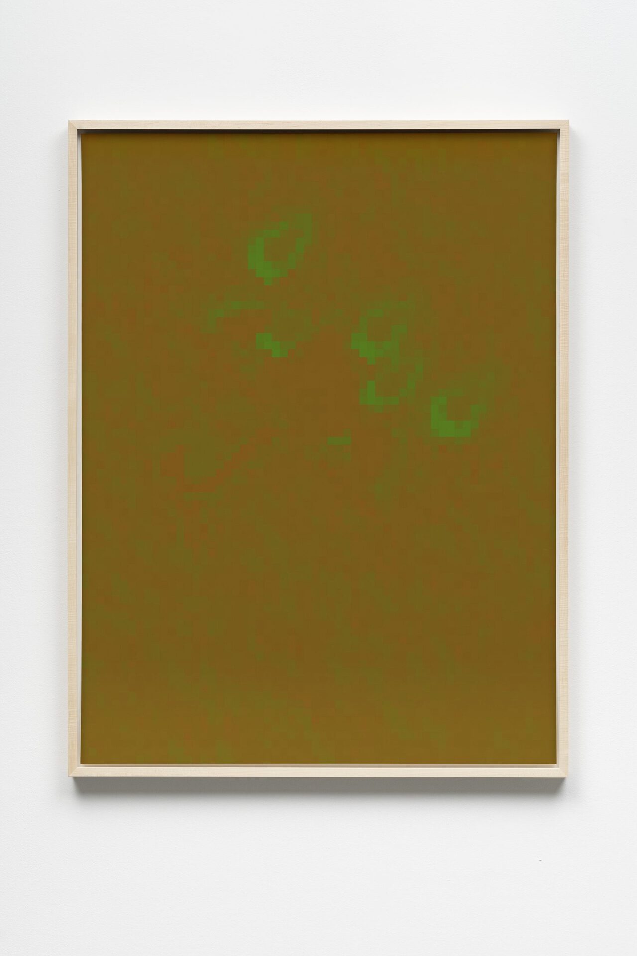 Lisa Holzer, Rain/Umbrella (auburn/green). 2021. Pigment print on cotton paper, black marker on wood. 110.3 x 84.5 x 4 cm.