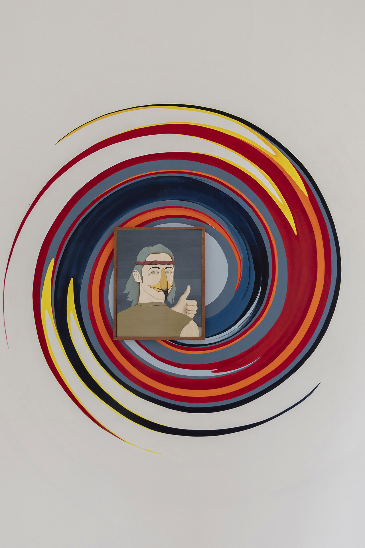 Camille Blatrix, The guy at the end of the movie, 2021. Maple, wooden marquetry, 35 x 50 cm.
