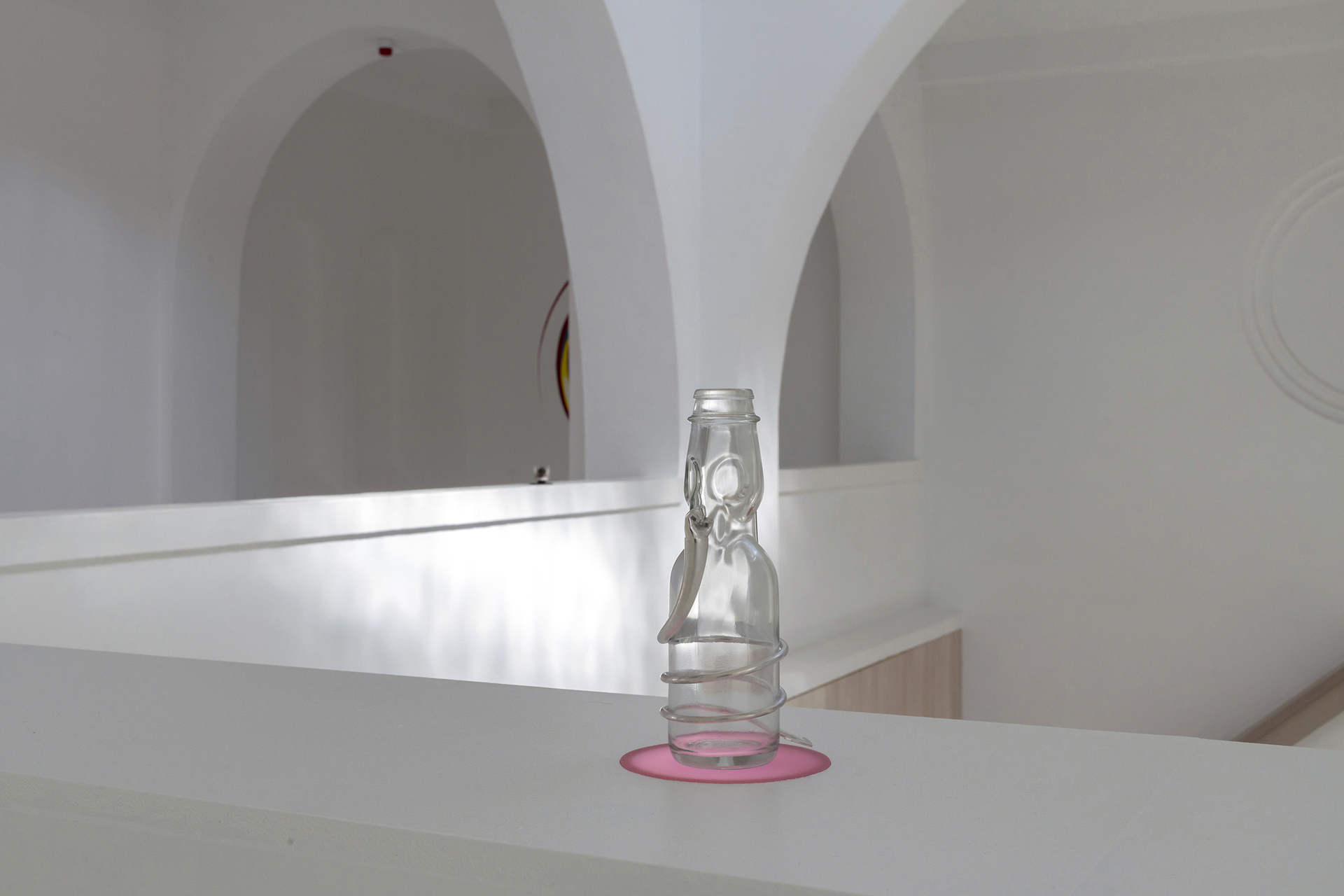 Camille Blatrix, (Shushing Face), 2021. Japanese soda bottle, silver, Ø 6 x 19 cm.