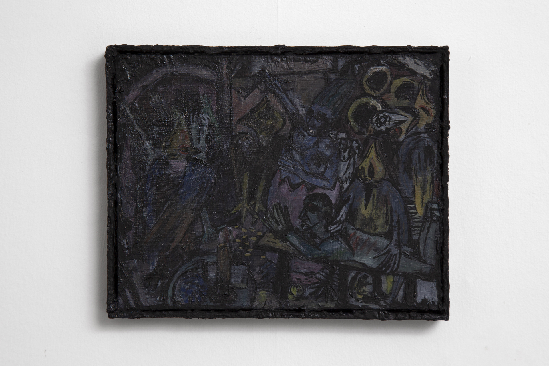 Henrik Potter … with apologies to Max Beckmann, 2021 Oil on wood, clay 19 x 23 x 3 cm