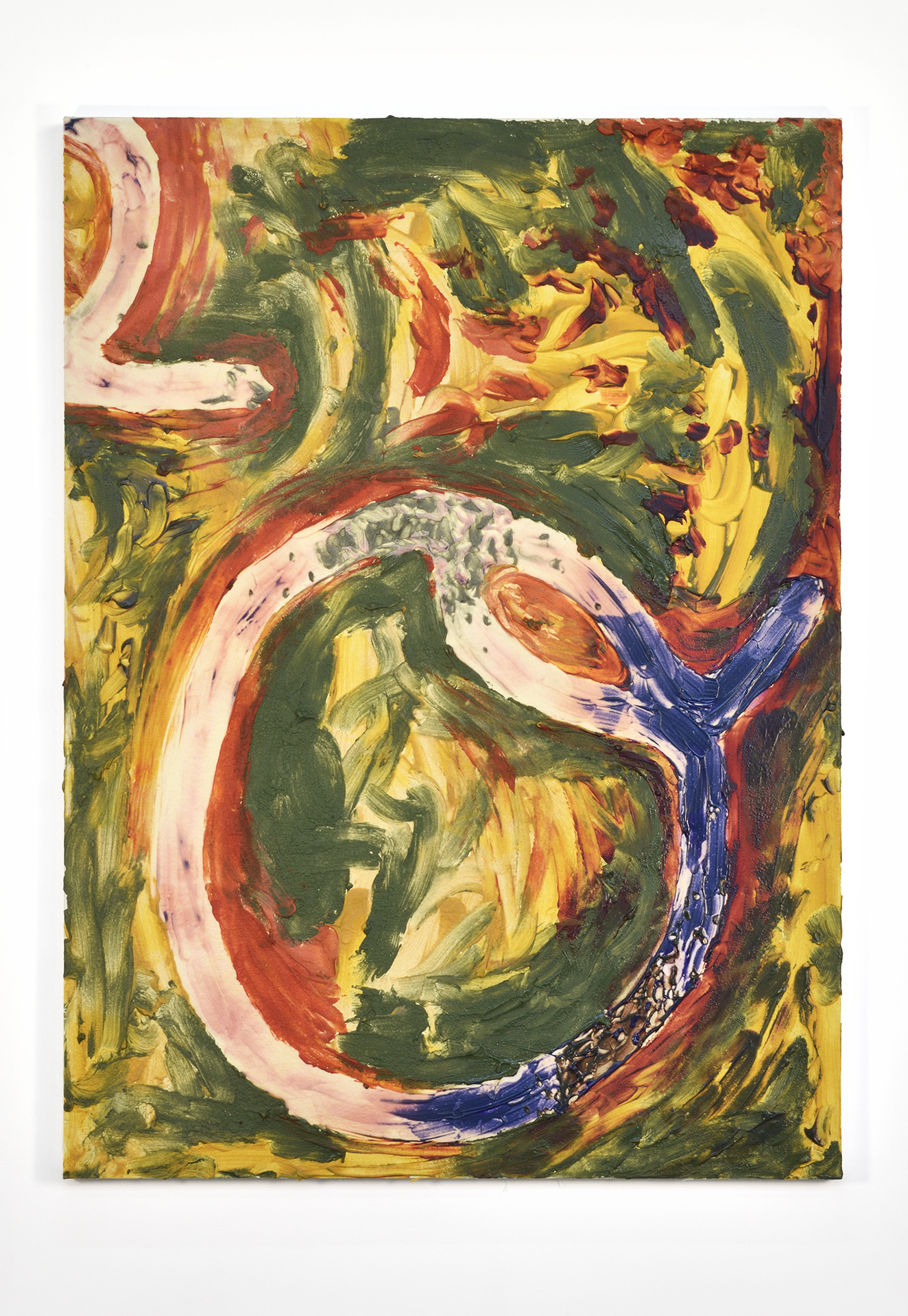Matthieu Hemmer, Impressions : letter O, 2021, Acid, cobalt pigment and acrylic medium on canvas, 137 x 100 x 4 cm