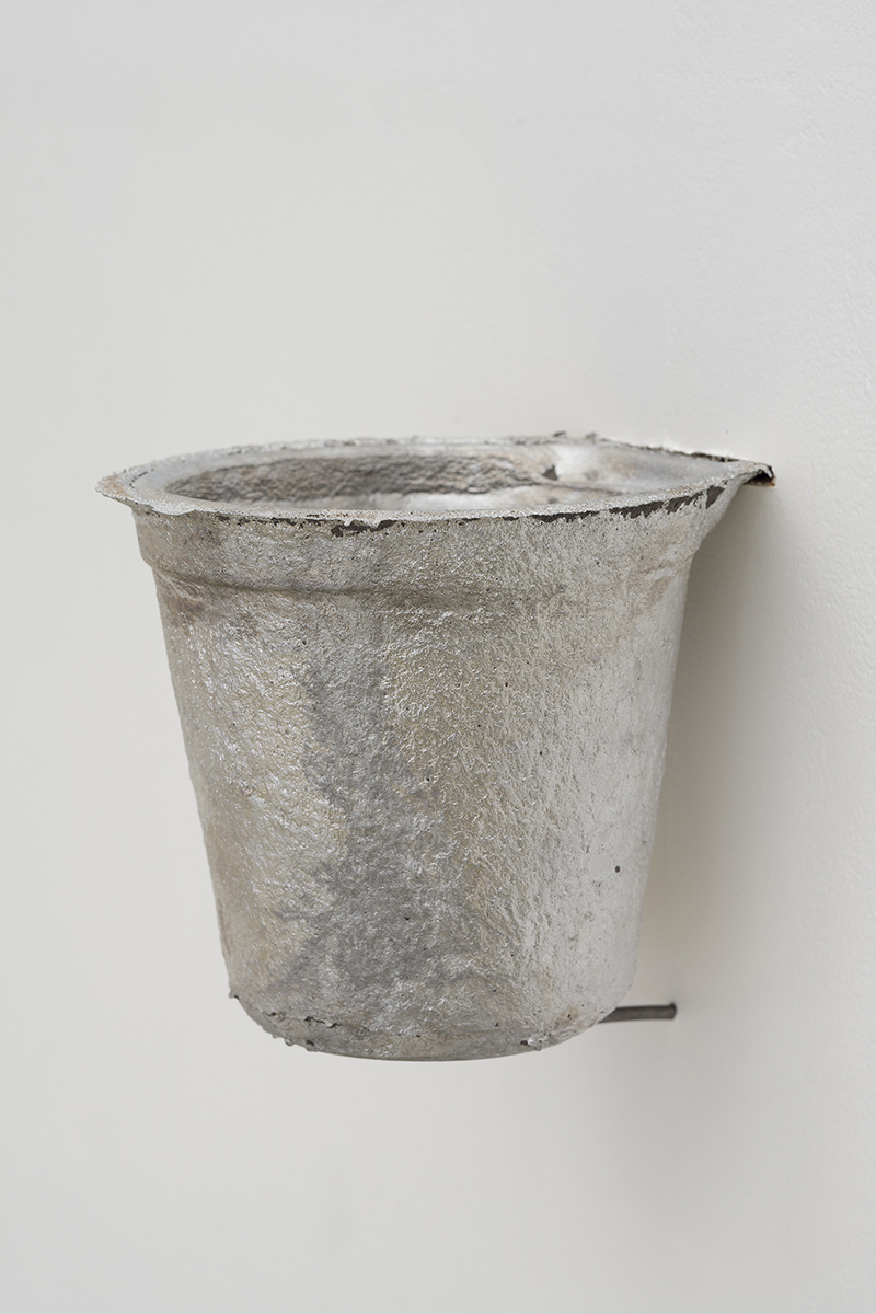 Liesl Raff, Bucket 4 (detail), 2021 (Aluminium, steel, coal, copal, 15 x 15 x 15 cm).