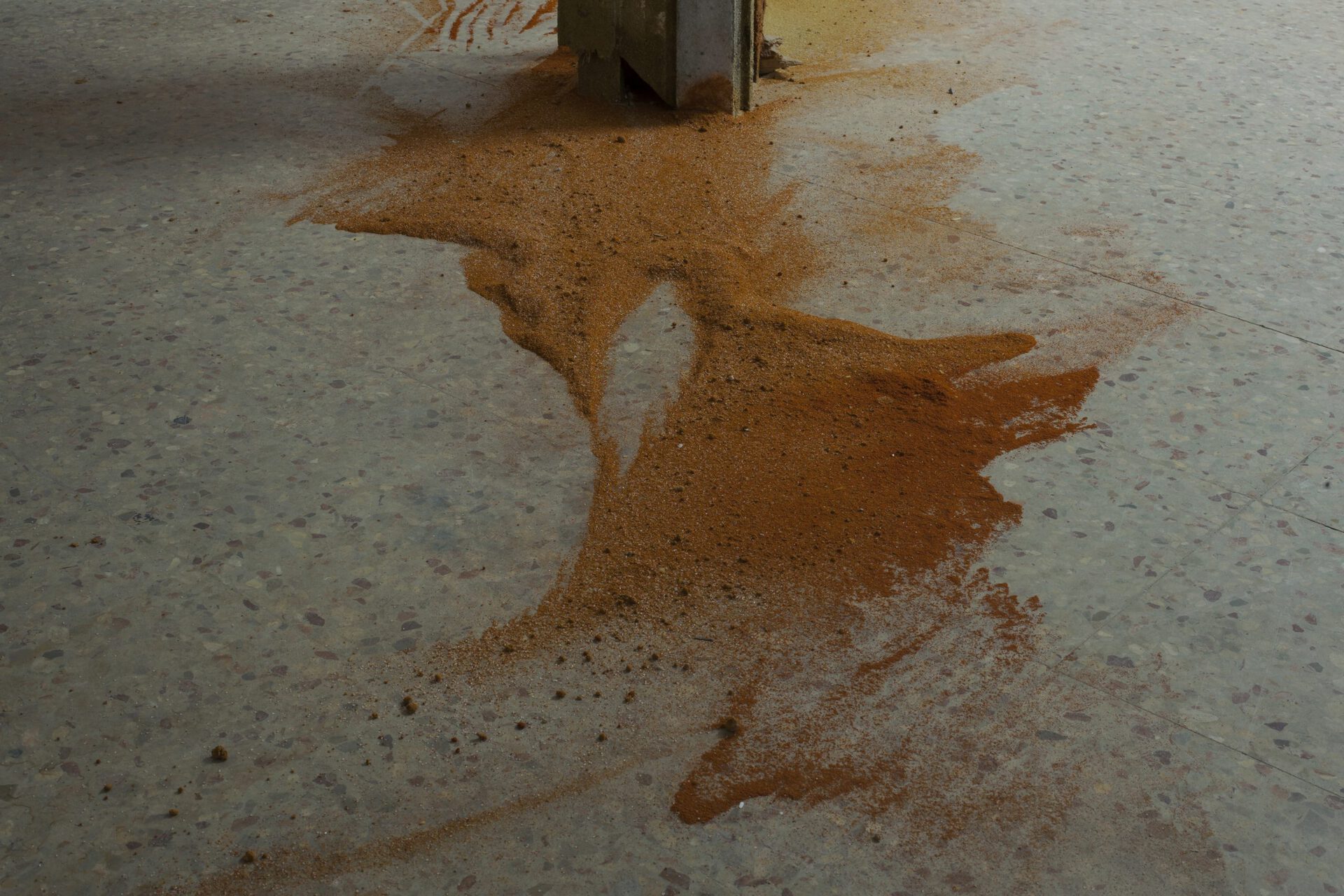 Monia Ben Hamouda, It's a Windy Day in Tataouine II - detail-, 2021 Wood, fabrics, spice powders 340x85x28cm