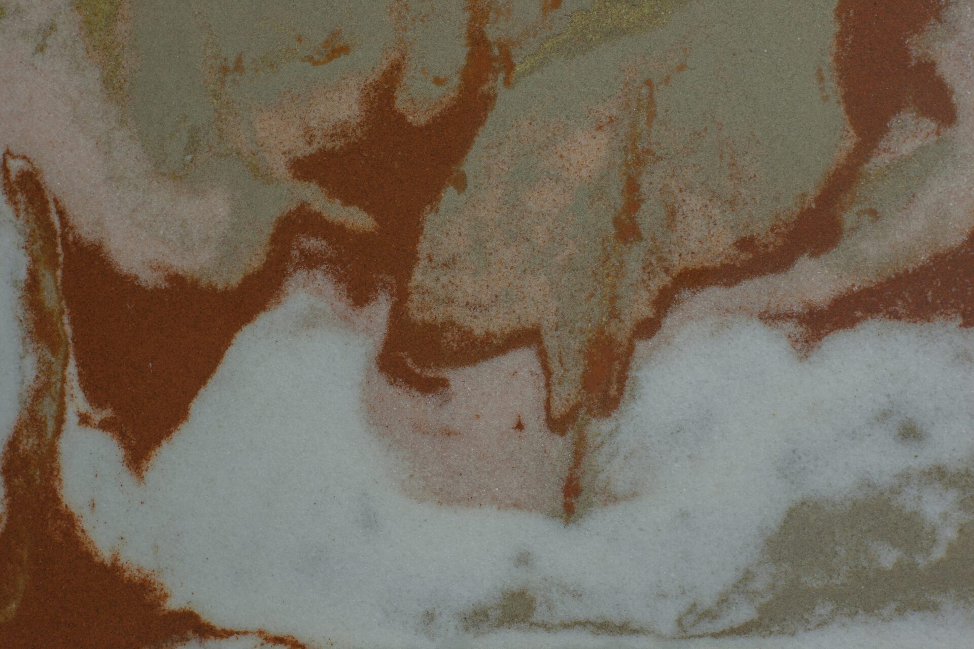 Monia Ben Hamouda, Hourglass II - detail-, 2021 Glass, wood, spice powders, sand 94x61x5,5cm