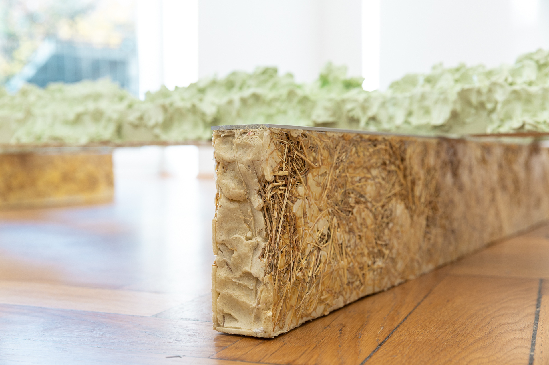 Frances Drayson, "If you cannot keep a rhythm how will you know when you are next fed? (for Dieter)" (detail), 2019, polymer plaster, steel, fibreglass, pigment, wax, mica powder, hay, wood glue, polyurethane foam, anodised aluminium, dimensions variable