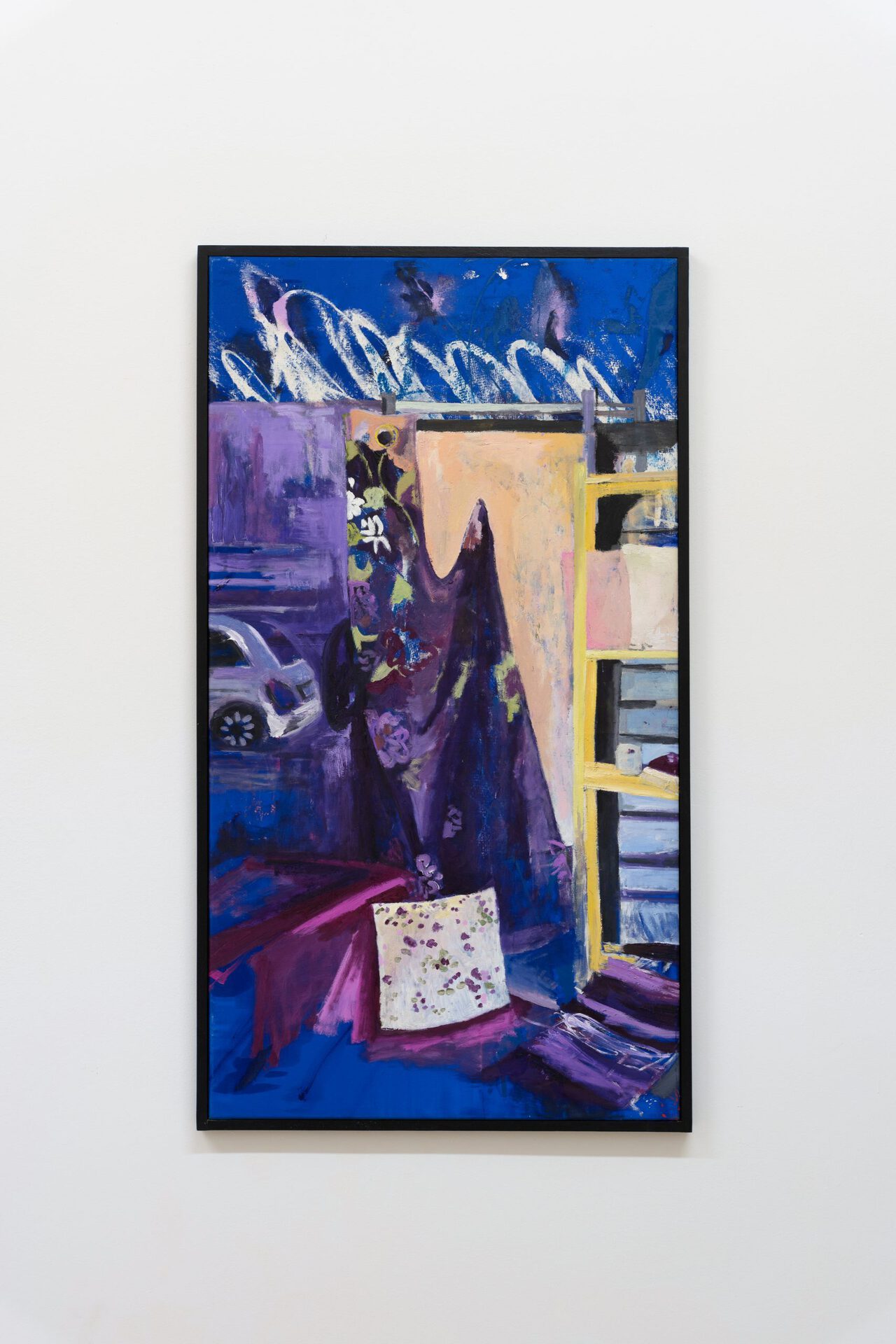 Anne Fellner, Window Studies 3, 2021, Oil and enamel on synthetic textile, 63cm x 112cm