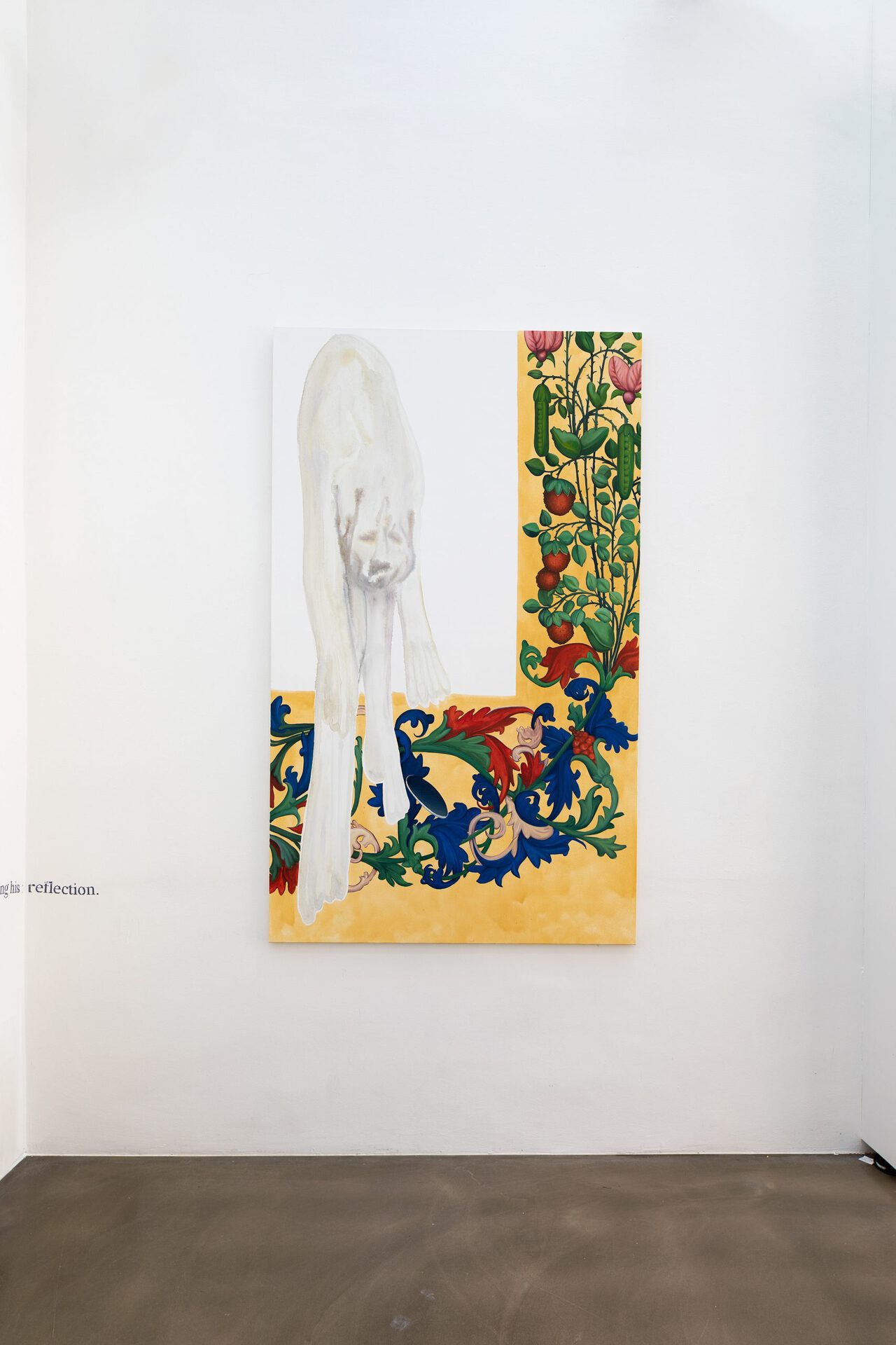 Titania Seidl, last month’s shedded skin hung out to dry, 2021, watercolor and oil on canvas, 200x120cm, installation view