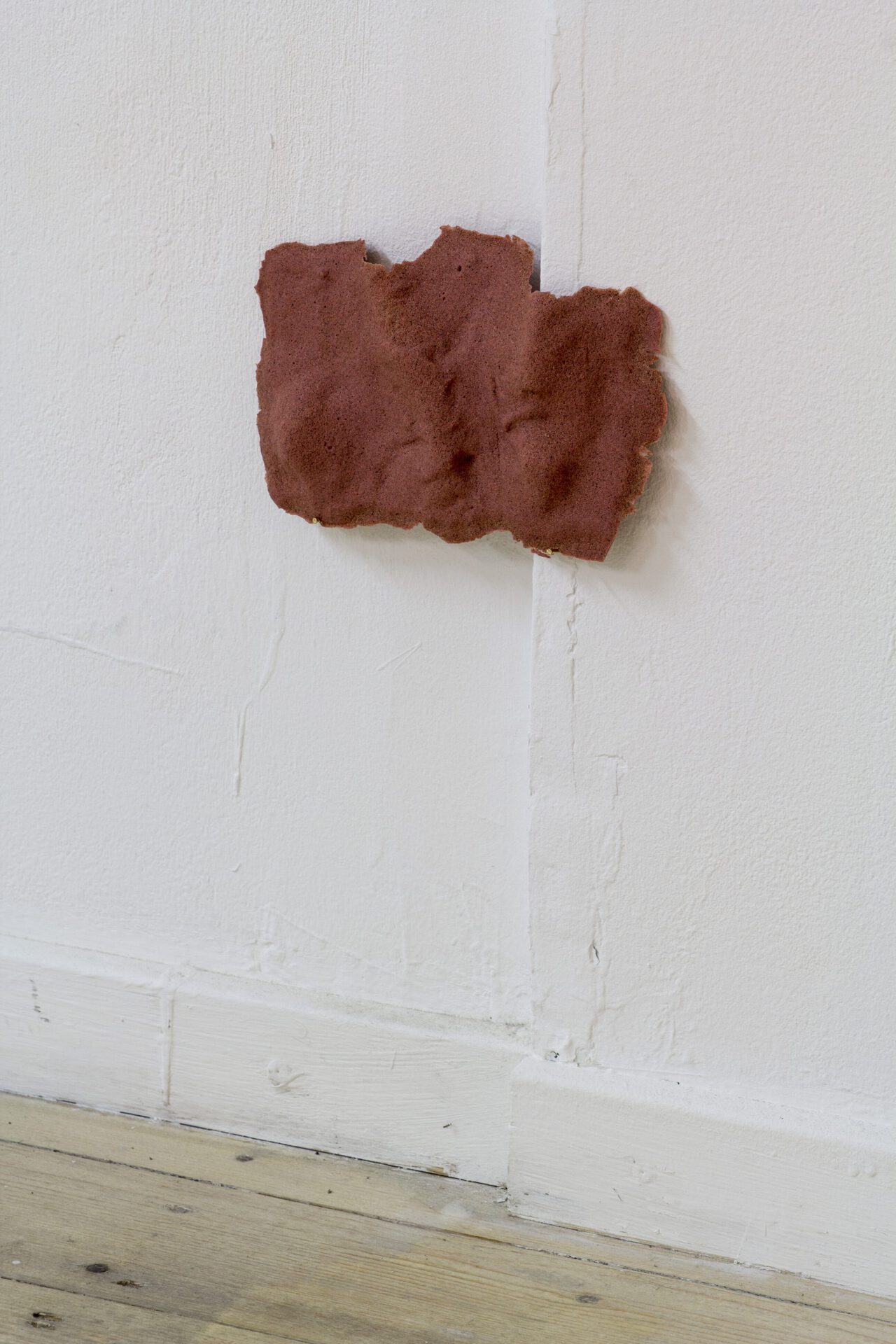 Sallamari Rantala, Exhausted Fire Between Spirals. Paper, ink, a pebble, sand from the area of the pebble, sugar, flour, watercolour, size variable, 2020–