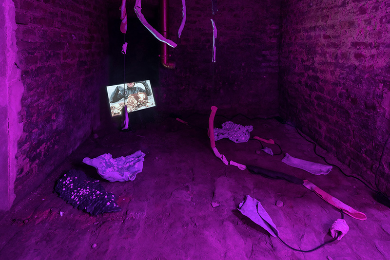 tiefkeller, -5, 2021, glazed ceramics, rope, Artist Mukbang, Bûche de Noël Artist Mukbang, 2021, Video