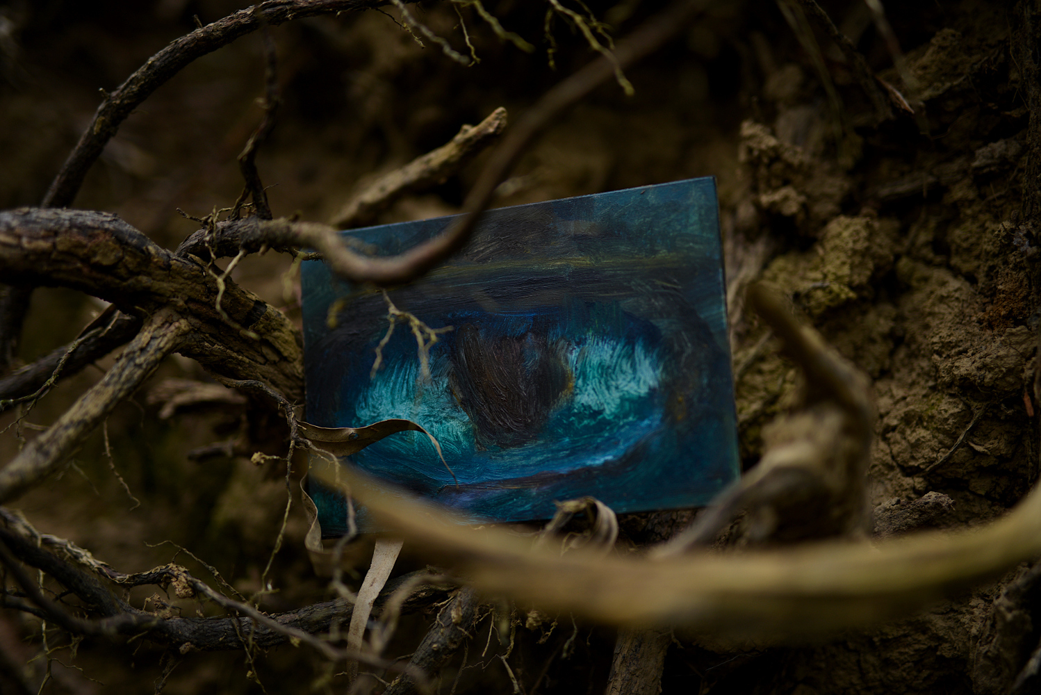 Dreamscape v (reflection), oil on board, 12.5 x 18cm, 2021