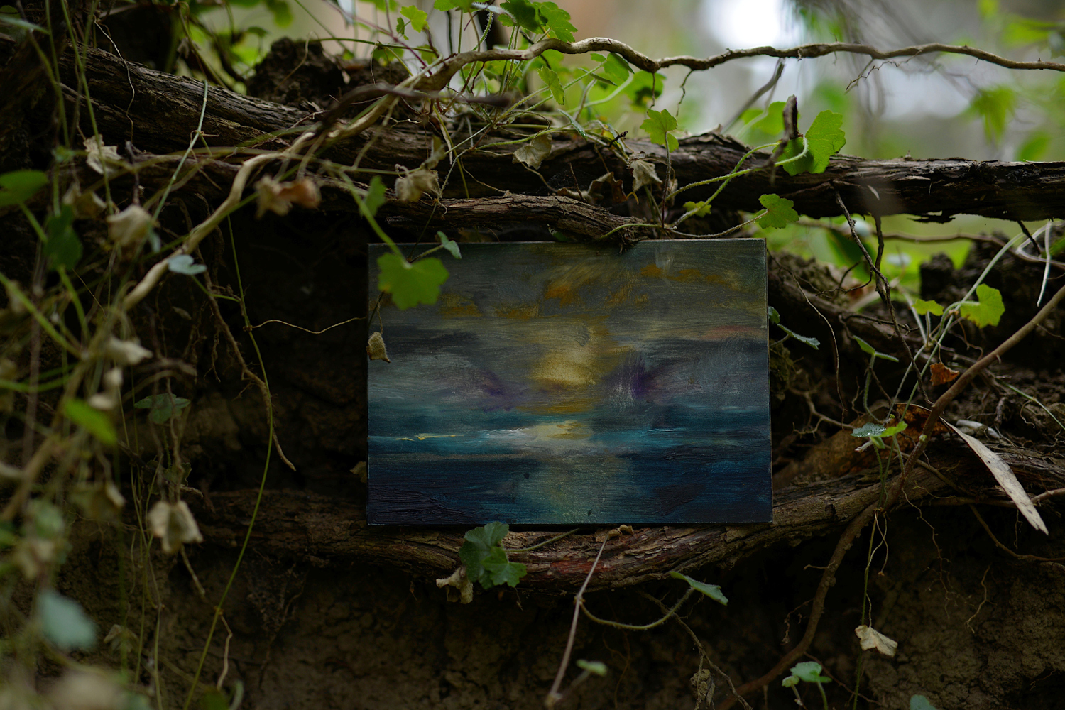 Dreamscape xi (psyche), oil on board, 12.5 x 18cm, 2021