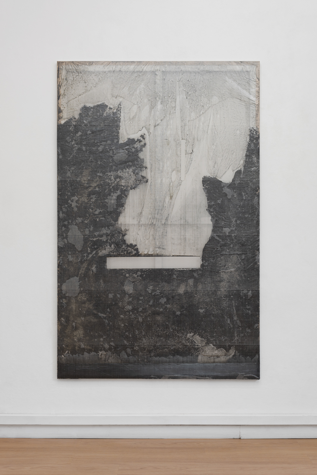 Nicola Martini, Not titled yet, 2020-21,Dyneema fabric, liquid natural latex, graphite powder,128 × 200 × 2.5 cm