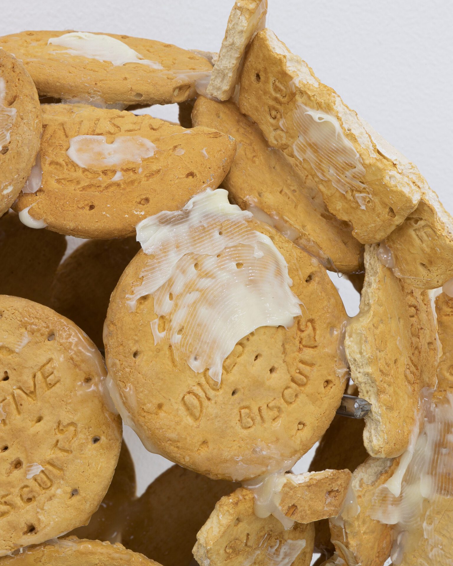 Kåre Frang, Attachments, (detail), 2021, Hand-painted Jesmonite, silicone, hot-melt glue, epoxy, varnish, ice cream sticks, 28 x 26 x 23 cm
