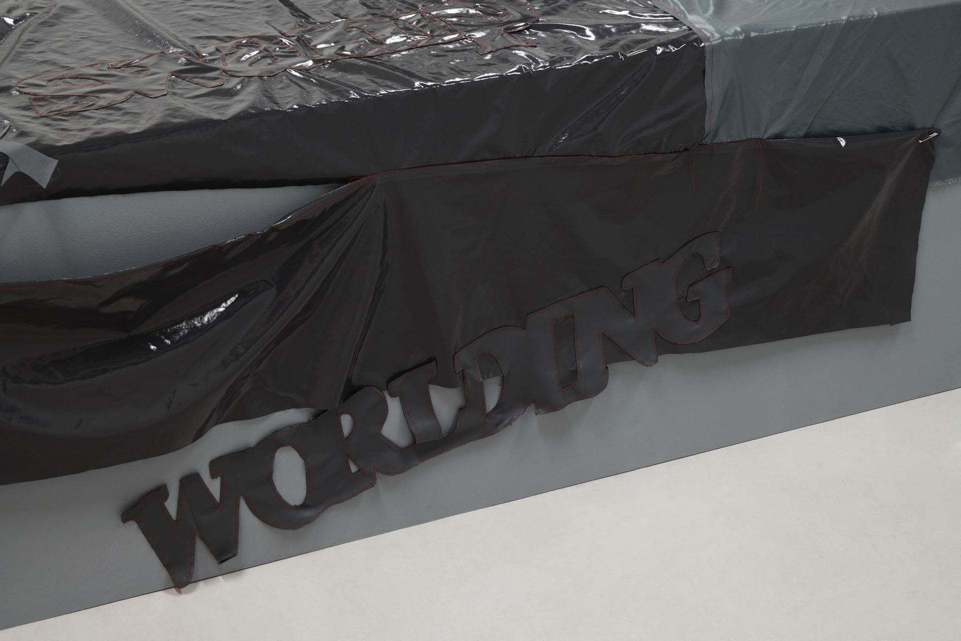 Loucia Carlier, Deep Fake, 2021, detail view, mix of fabrics, paint