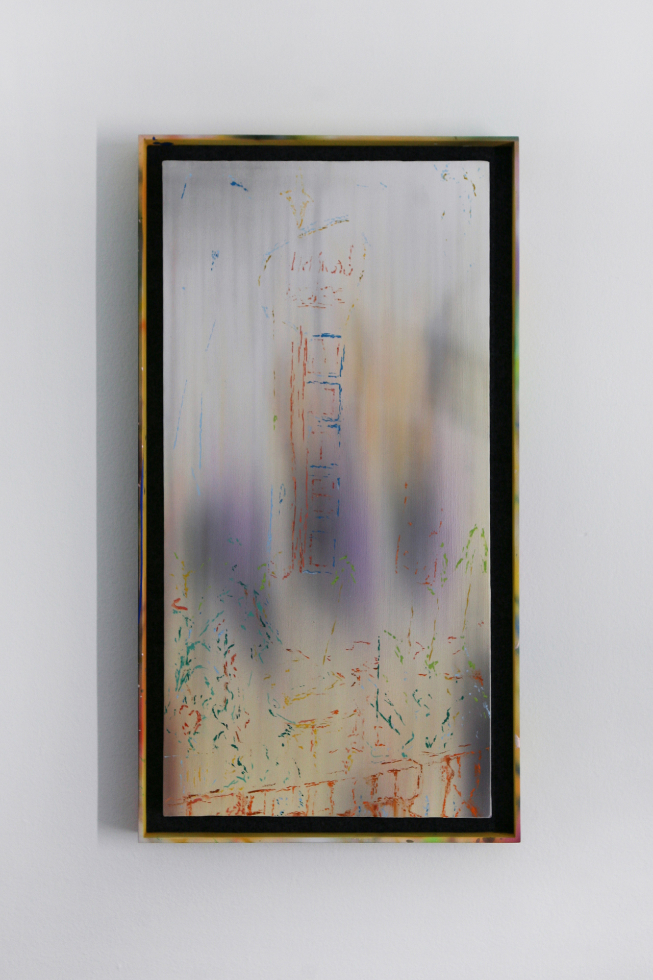 Jason Burgess, Hollywood Ending / Thai Town, 2021, Oil and acrylic on canvas in pine, felt, and acrylic frame, 66 x 36 cm