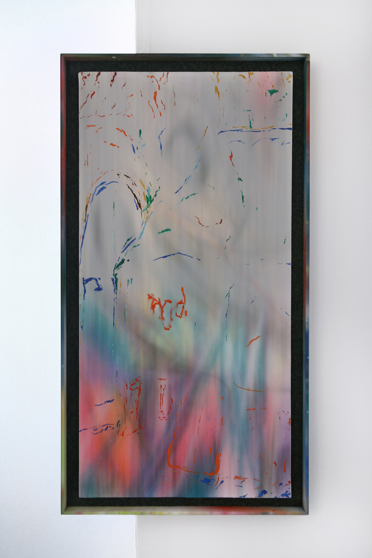 Jason Burgess, Strip Mall / Torrance, 2021, Oil and acrylic on canvas in pine, felt, and acrylic frame, 66 x 36 cm