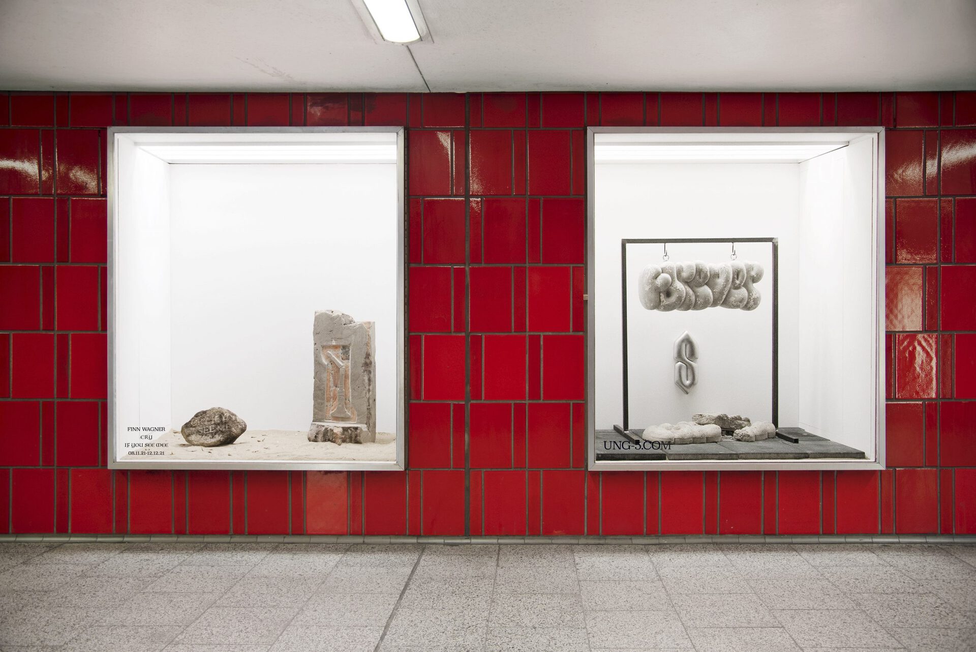 Finn Wagner, cry if you see me, 2021, aluminium cast, concrete, sand, stone, ww2 bunker wall, steel