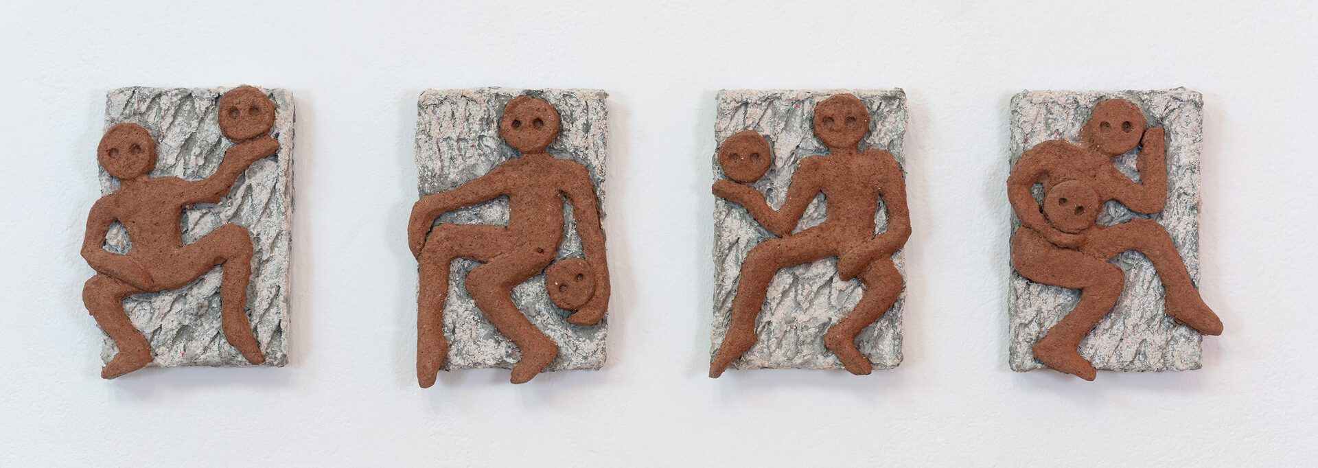 LUCAS HERZIG, Selbstporträt 1.1-1.4, 2021, Paper mache on styrofoam, 30 x 4 x 26 cm