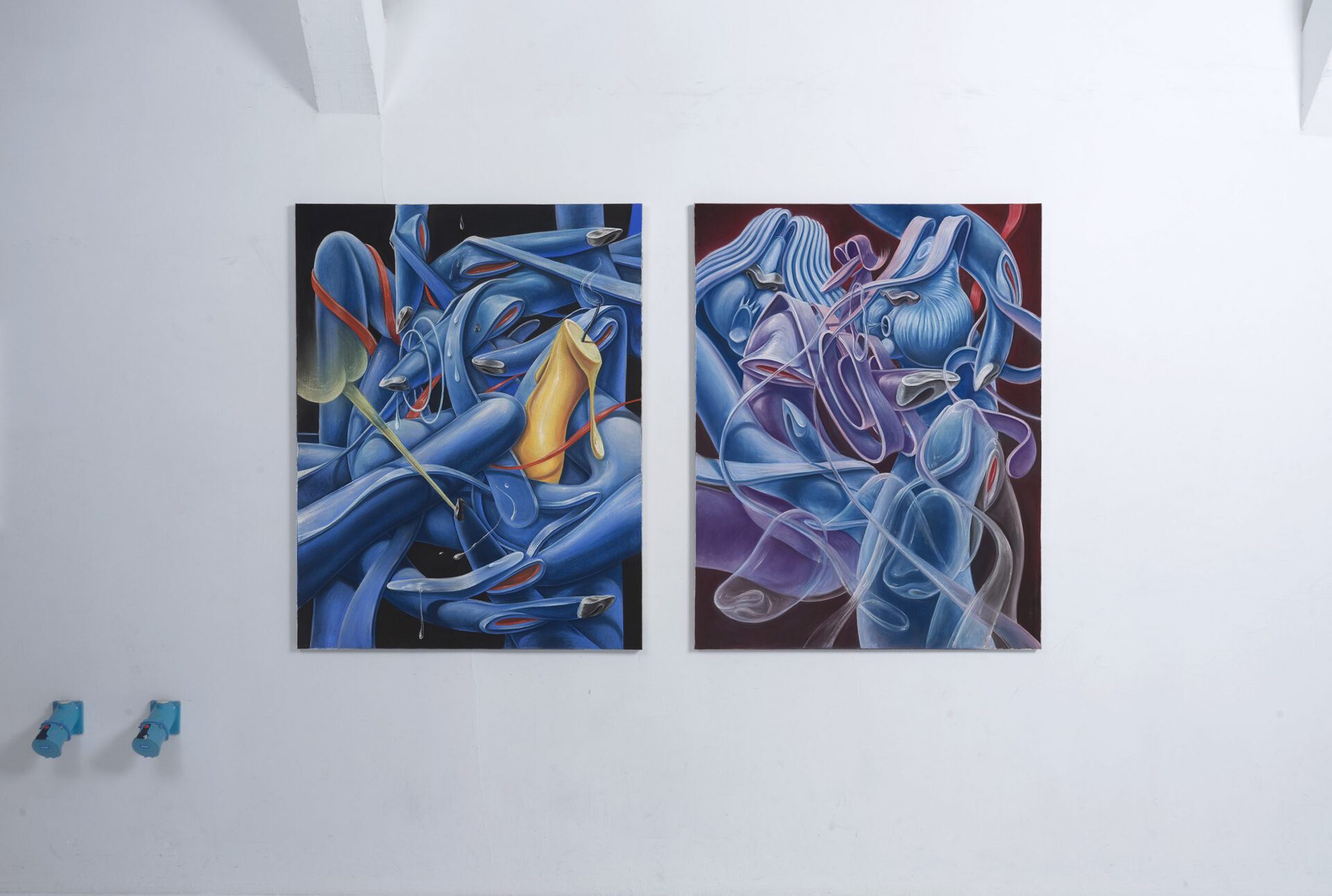 Brieuc REMY, B00gie & Crista7 balls, 2021, soft pastel on linen, 135x105cm each