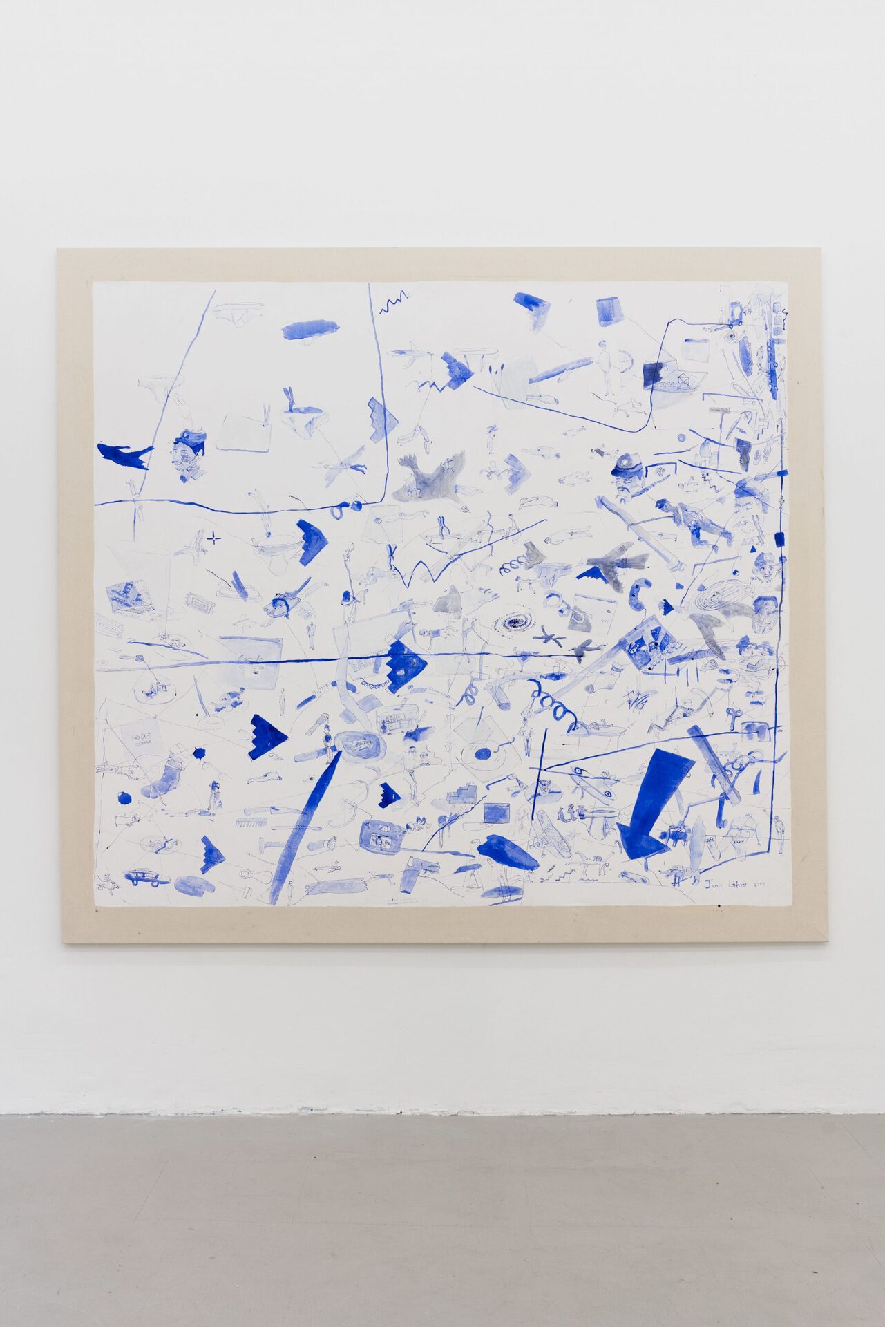 Janis Löhrer, Flying under the radar, 2021, ink on canvas, 200 x 220 cm
