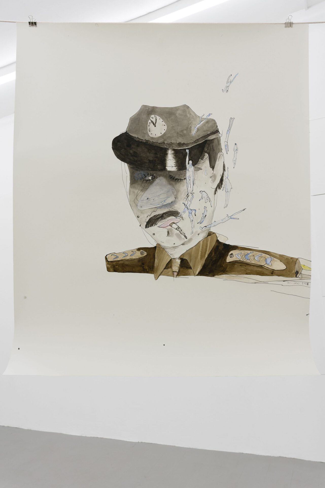 Janis Löhrer, Smoking men, 2021, ink on paper, 140 x 98 cm