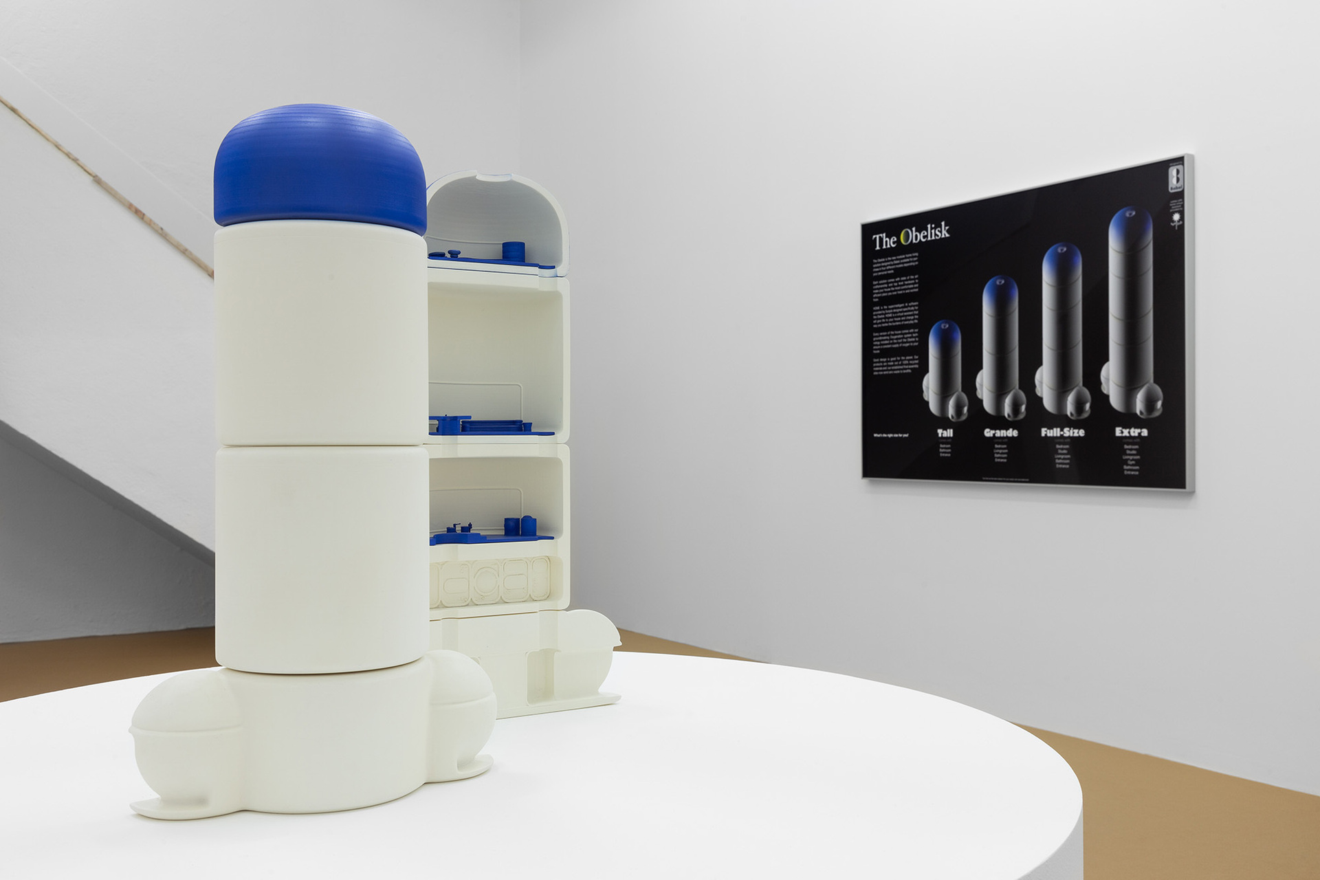 Giulio Scalisi, A house for a gentleman, 2021. Exhibition view with What’s the right size for you?, 2021; The Obelisk, 2021. Kunsthalle Lissabon, Lisbon. Photo: Bruno Lopes.