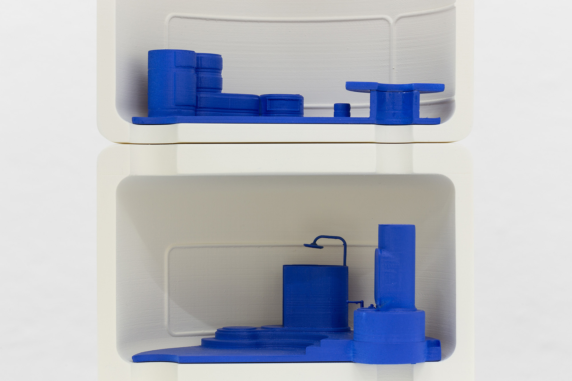 Giulio Scalisi, A house for a gentleman, 2021. The Obelisk, 2021 (detail) , 3D printing, PLA, resin, acrylic paint, 50 x 27 x 16 cm. Kunsthalle Lissabon, Lisbon. Photo: Bruno Lopes.