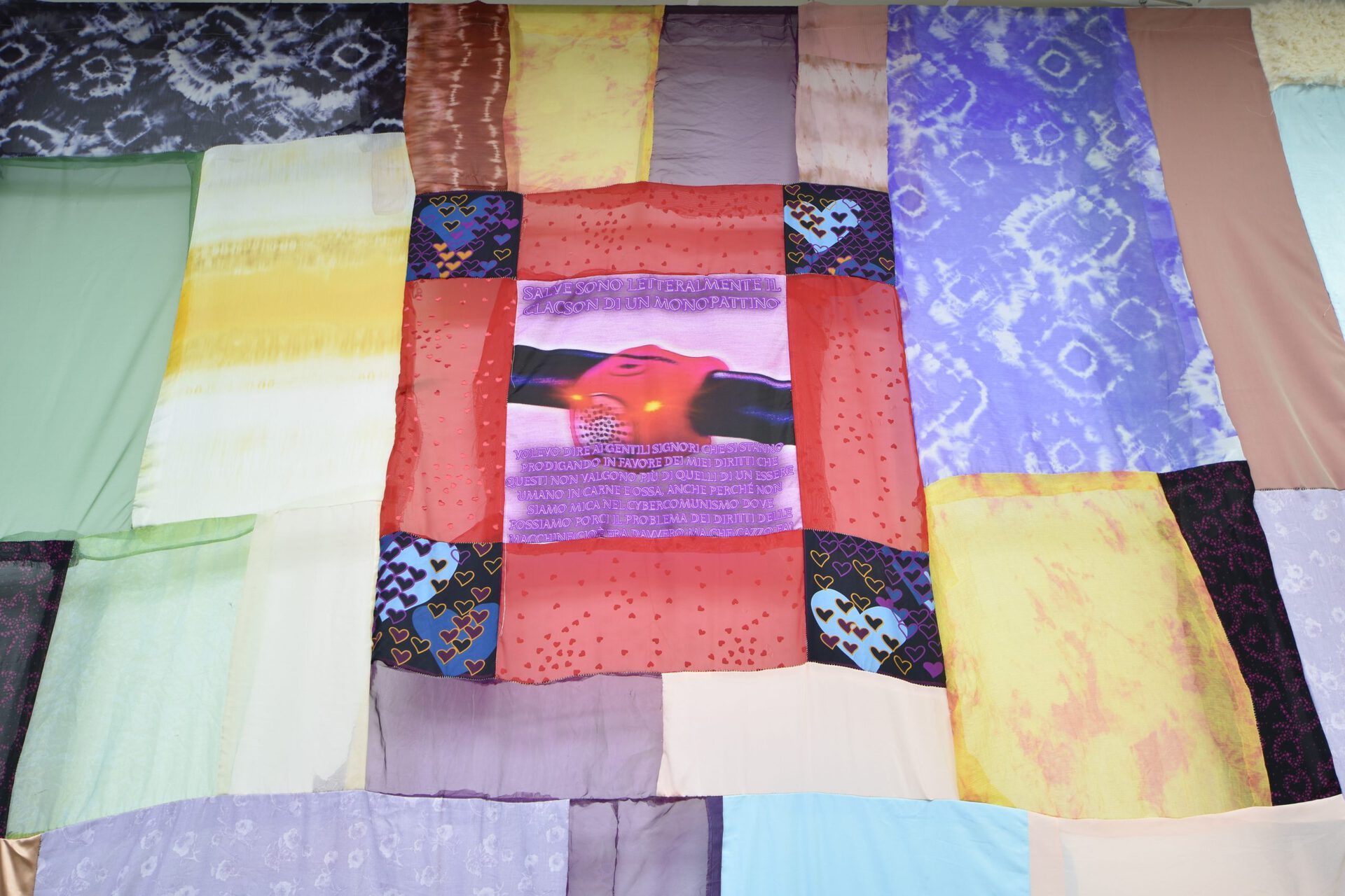 Viola Morini x Giacomo Giannantonio, "No child left behind" (detail), 2021, site-specific installation with various fabrics, variable dimensions
