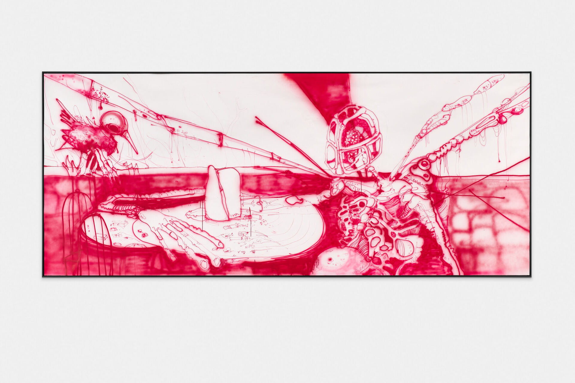 Tea Strazicic - Lukas , 2021 Acrylic on paper 146.5 x 393.5 x 4.5 cm