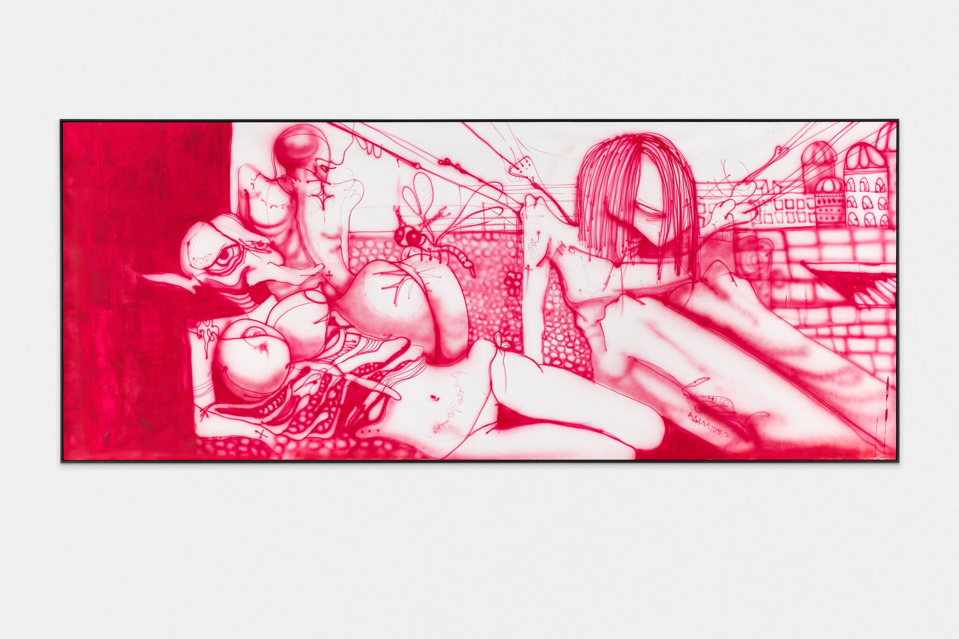 Tea Strazicic - The Triad, 2021 Acrylic on paper 146.5 x 357.5