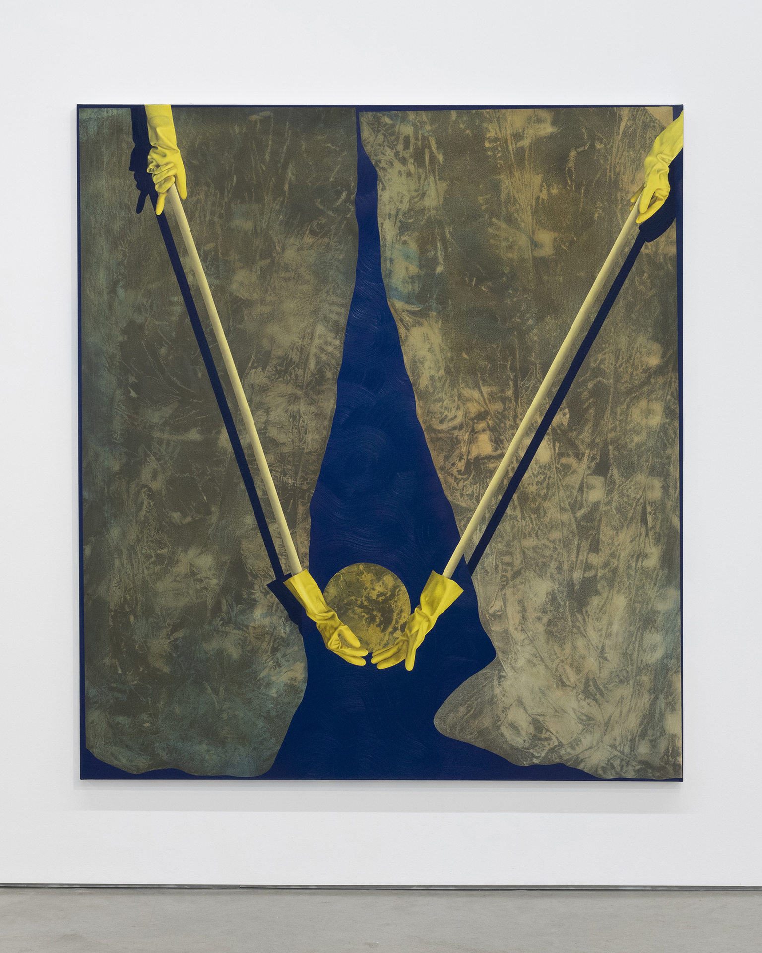 Veronika Pausova, Two Help, Two Cradle, 2021, Oil on canvas. Reversible Lining, Bradley Ertaskiran.