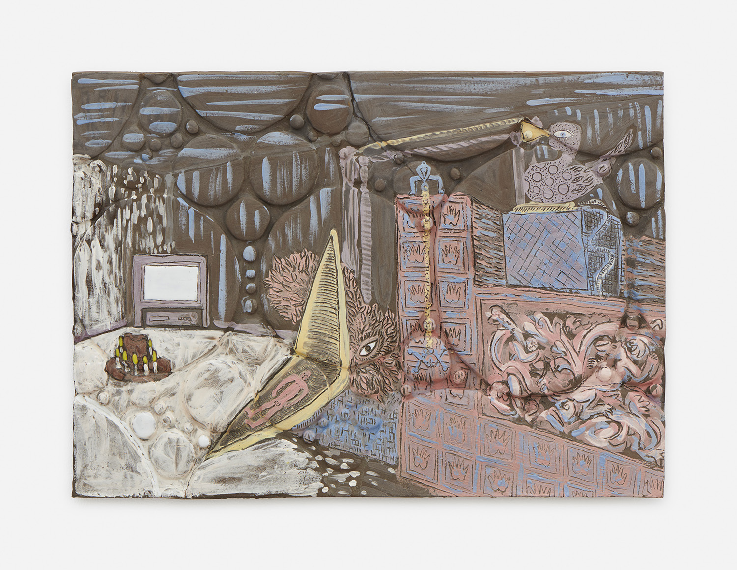 Paul DD Smith, The Living Room, 2020. Glazed ceramics, 32 x 44 x 3 cm