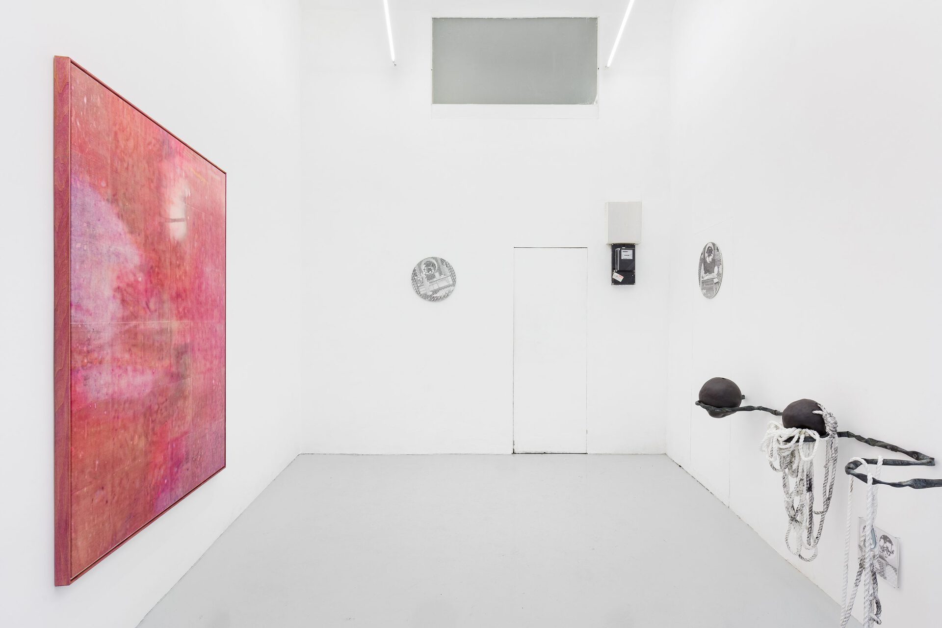 Lukas Matuschek, i*0273 (Future Garden I), 2021, Wolfgang Matuschek, untilted, 2021, Marie Reichel, Shackle Ball + Bent Jail Bar, 2021