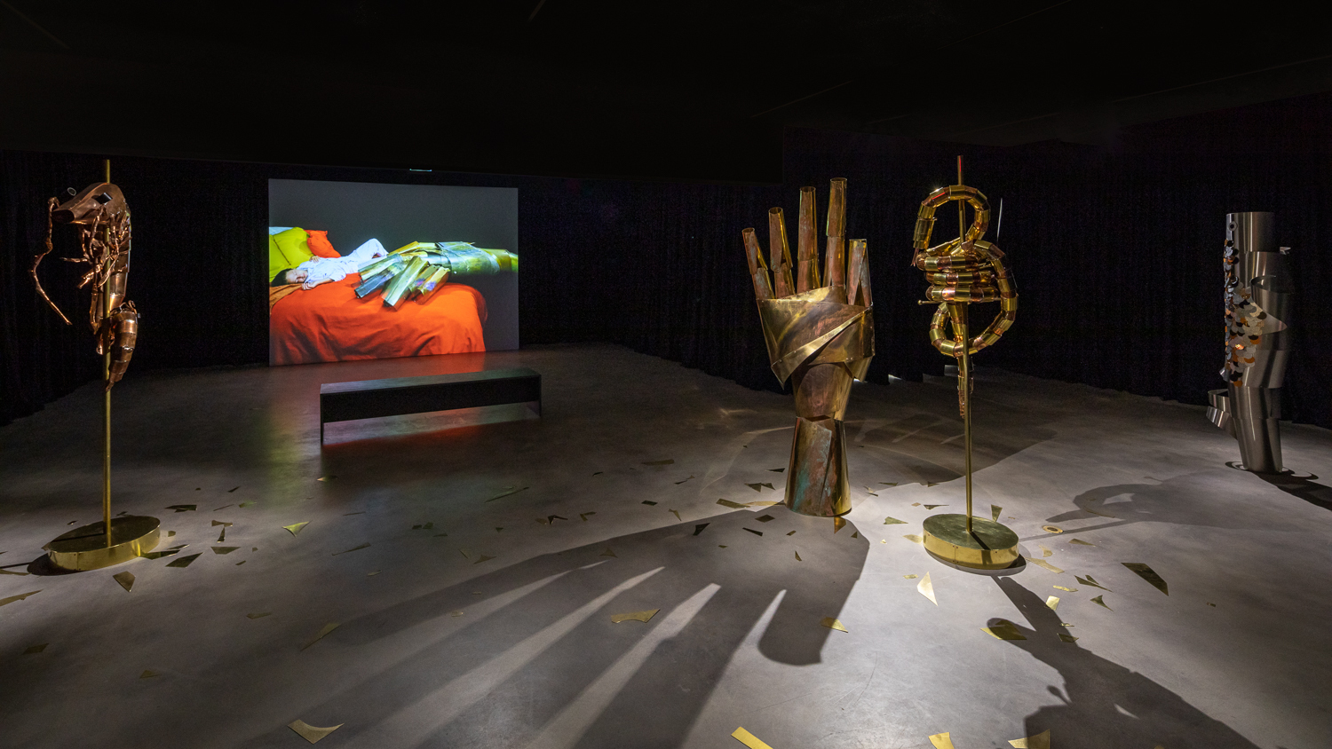Caroline Mesquita, Noctambules-Video View, 2021, Mixed Media, Dimensions varied, Installation View, Blaffer Art Museum