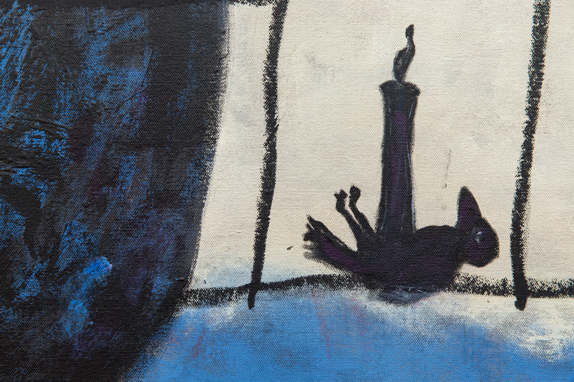 detail: Untitled, 2021, acrylic, aerosol paint and oil stick on canvas, 130 × 90 cm