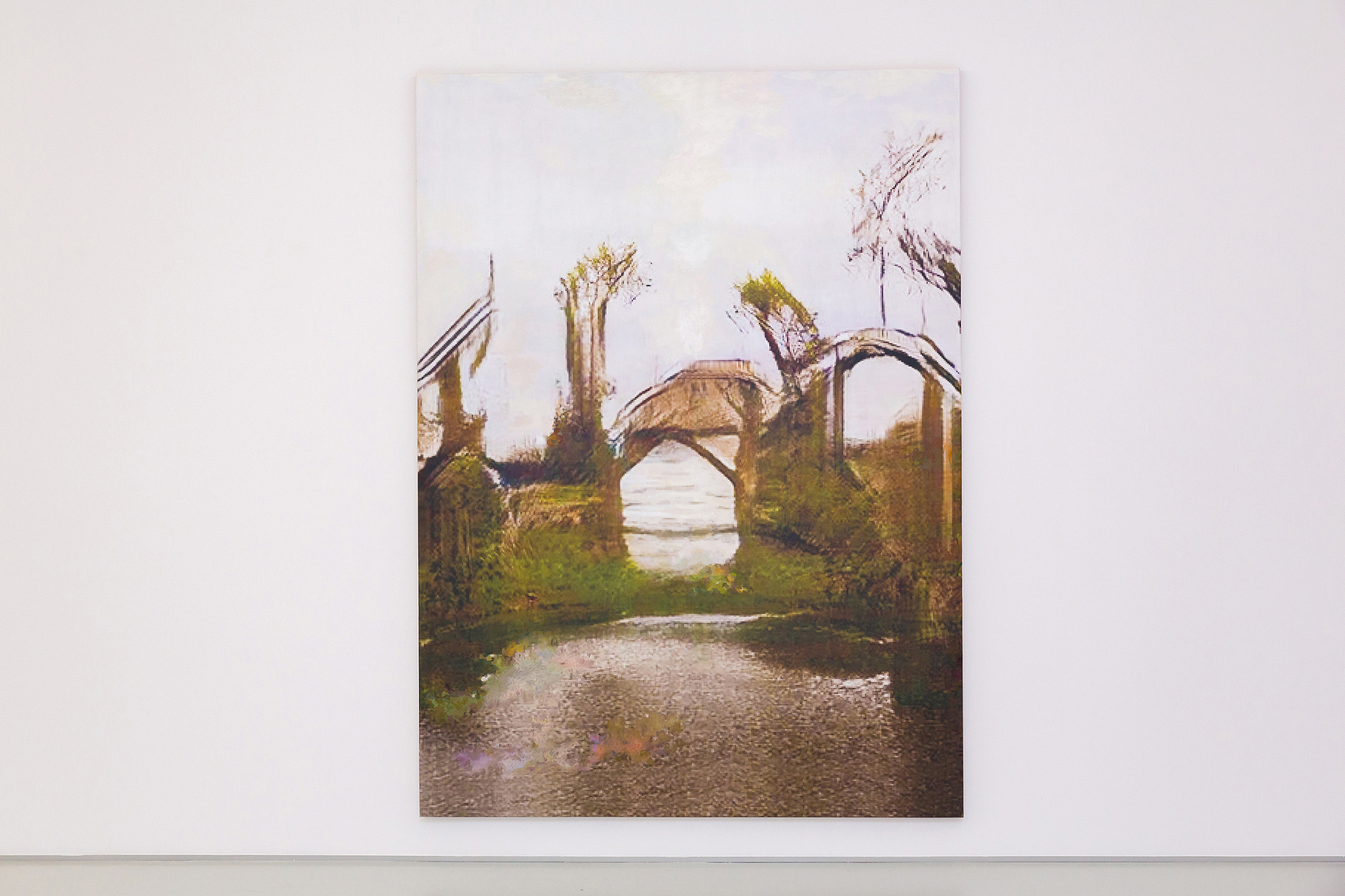 Manolis D. Lemos, New Landscapes (From River to Sea), 2021, oil & UV cured ink on molding paste on transparently primed linen,275 x 200cm