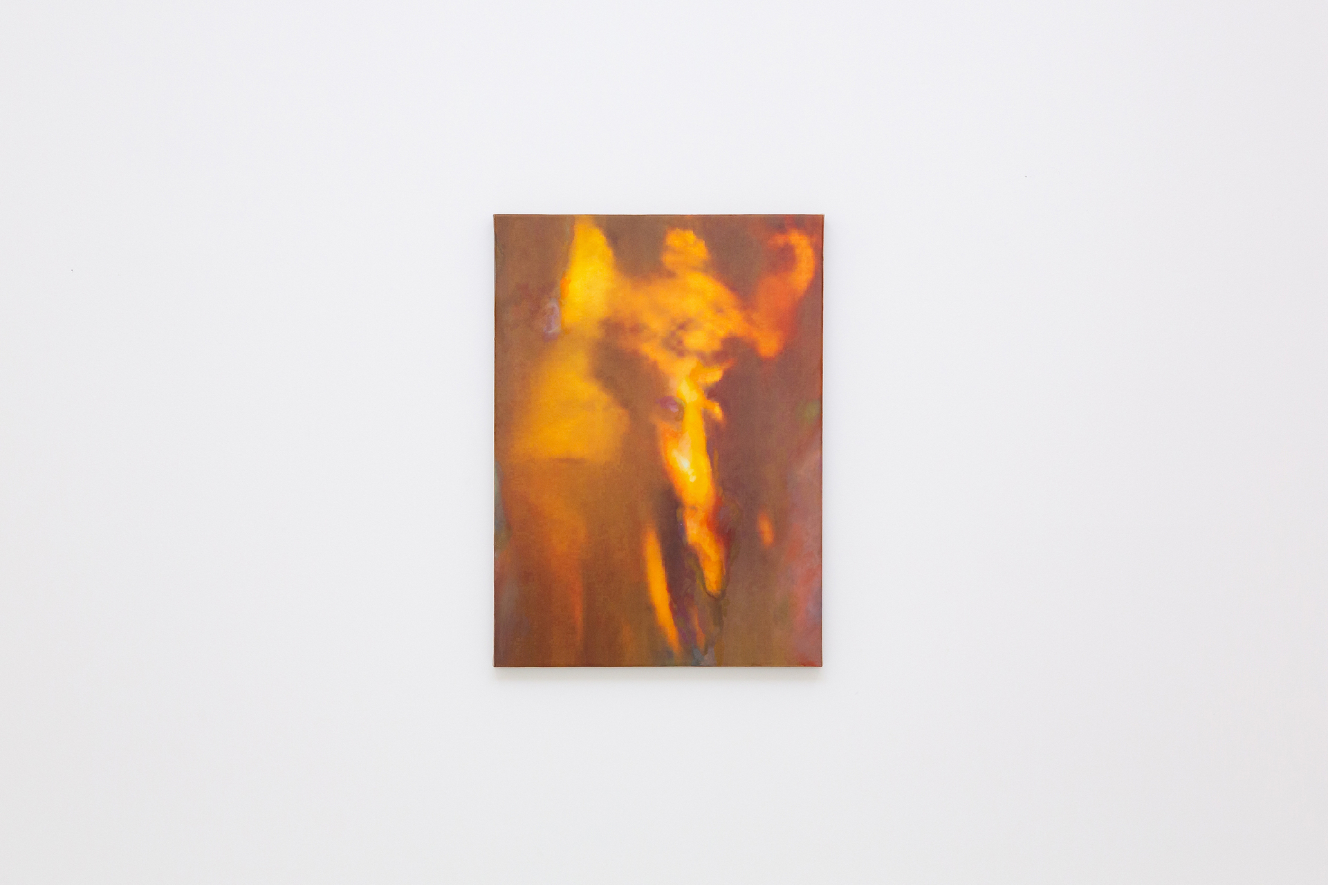 Manolis D. Lemos, New Landscapes (Cloud Angel), 2021, oil & UV cured ink on molding paste on transparently primed linen, 69 x 49cm