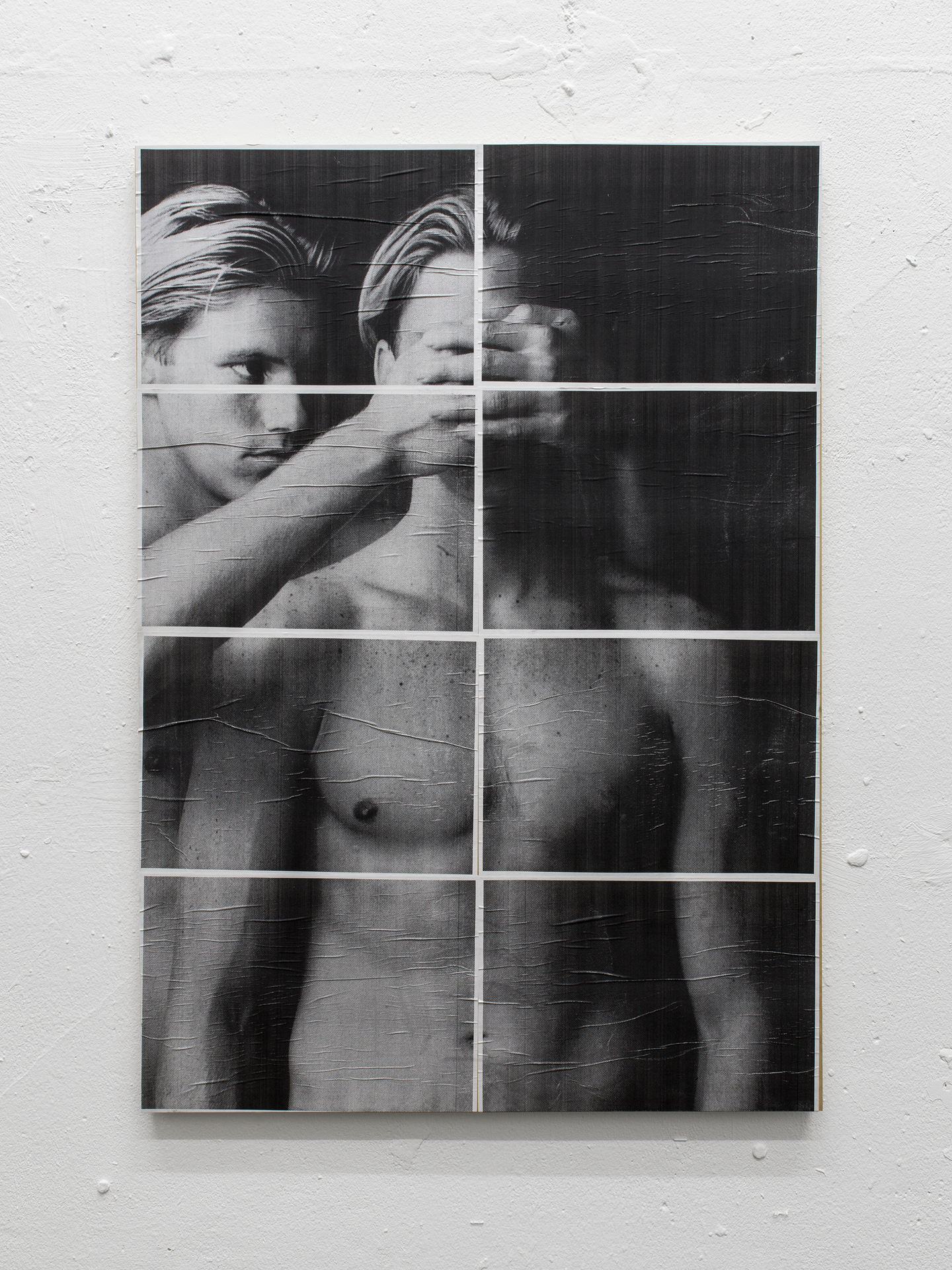 Reproduction (The Male Nude, p. 743), 2022, Laserjet-prints, glue and UV-protection spray on panel, 84 × 59.4 × 2 cm