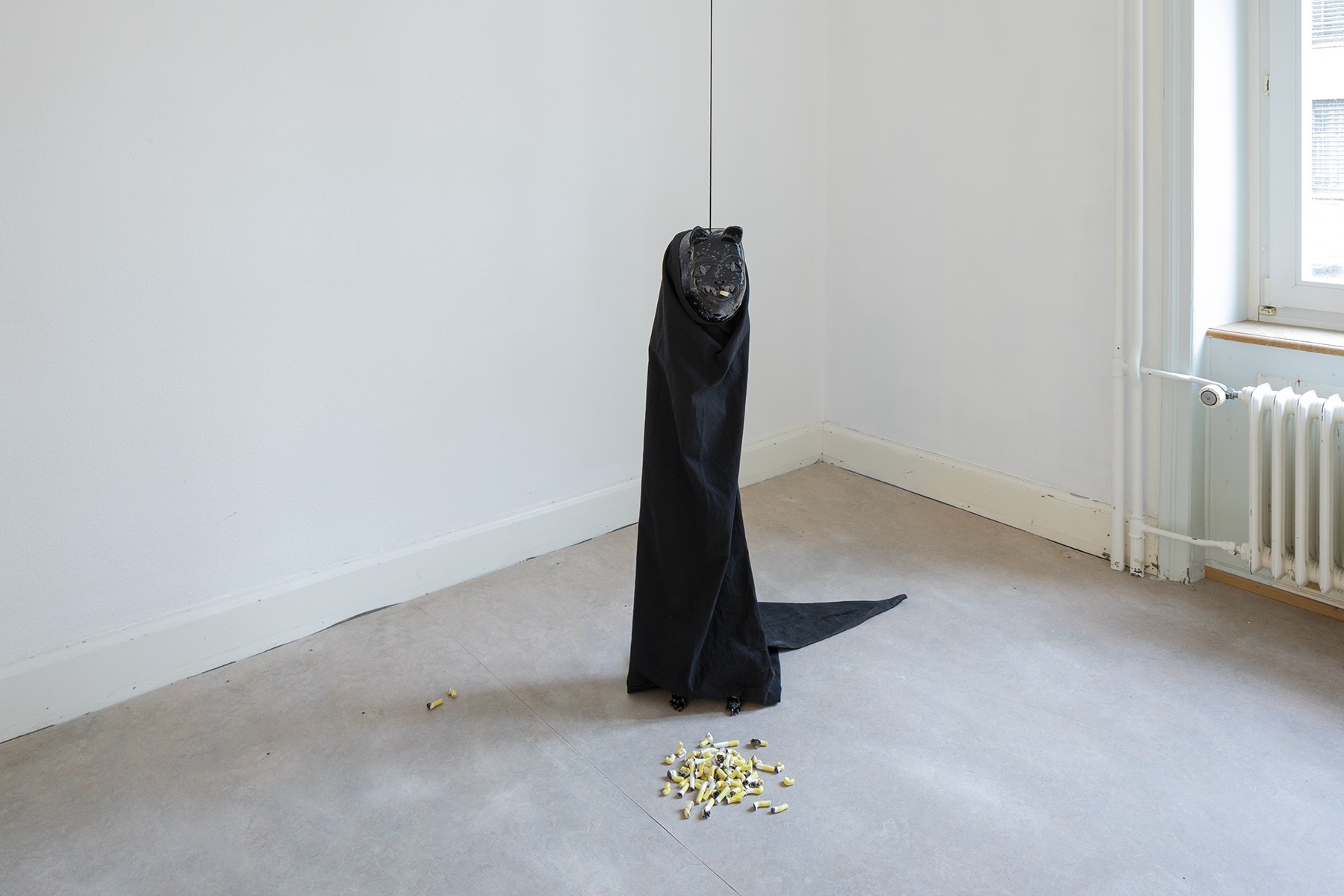 Julie Monot, Craven A , 2021. Glazed stoneware and cotton