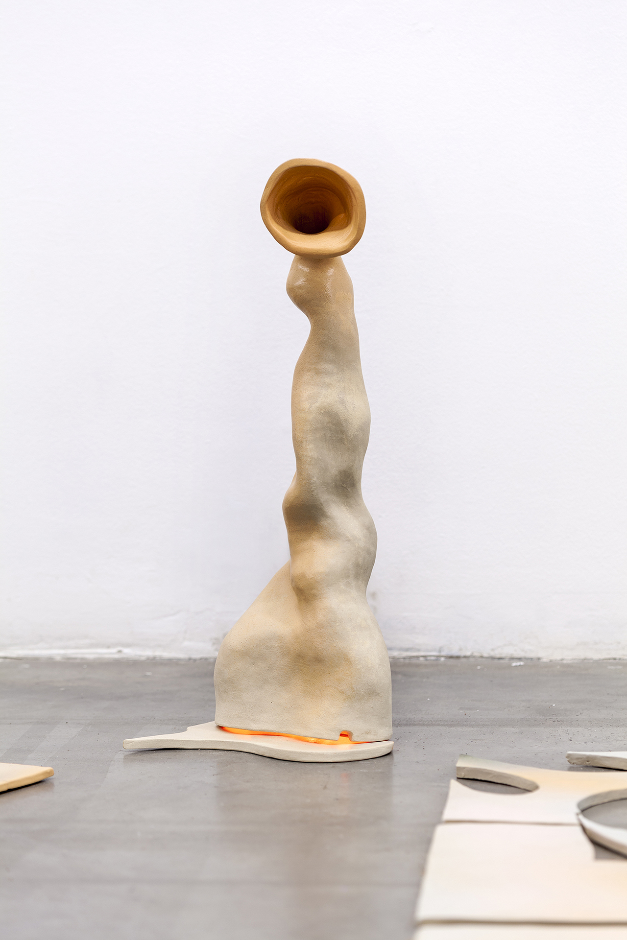 Present Yet-to-Be. Lisann Lillevere & Johanna Ruukholm. Detail of the installation Holy Ghost, 2021, ceramics, sand, RGB LED light. Photo by Roman-Sten Tõnissoo