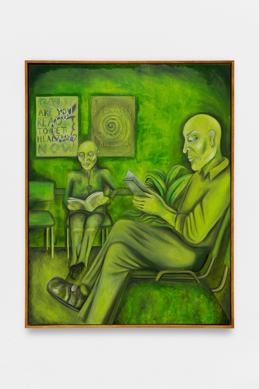 Tanja Nis-Hansen, Are you ready to get healthy?, 2021, oil and acrylic on canvas, wooden frame, 90 x 70 cm, unique
