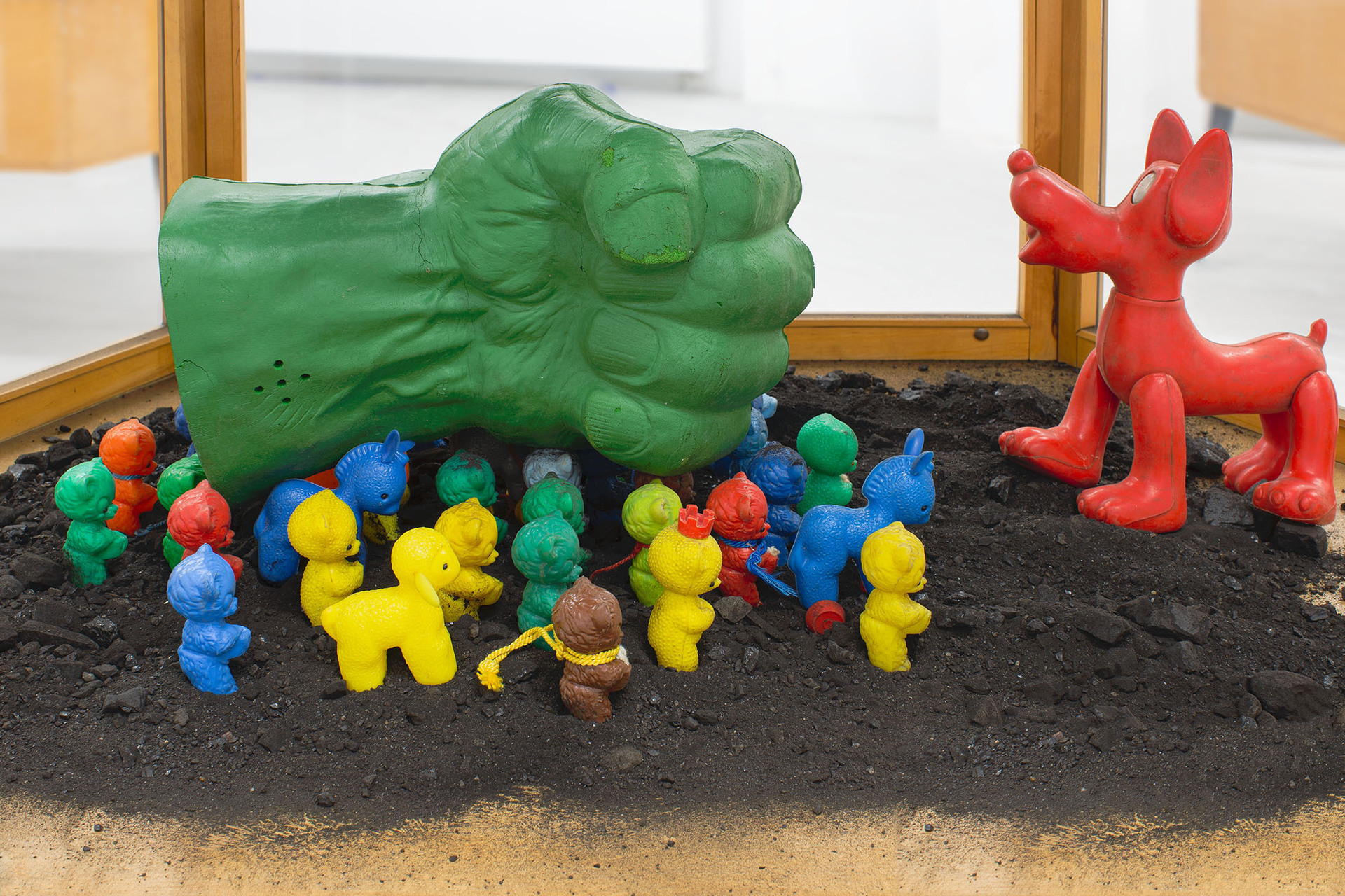 Kurt Helm, “Forms of Resistance”, 2005-15, plastic toys, coal dust, detail.