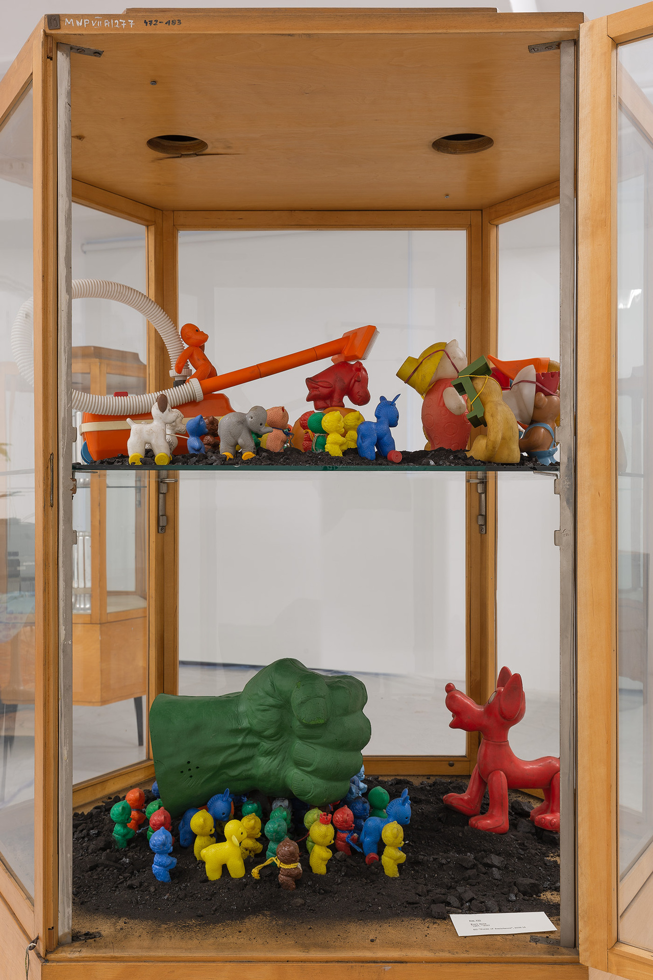 Kurt Helm, “Forms of Resistance”, 2005-15, plastic toys, coal dust.