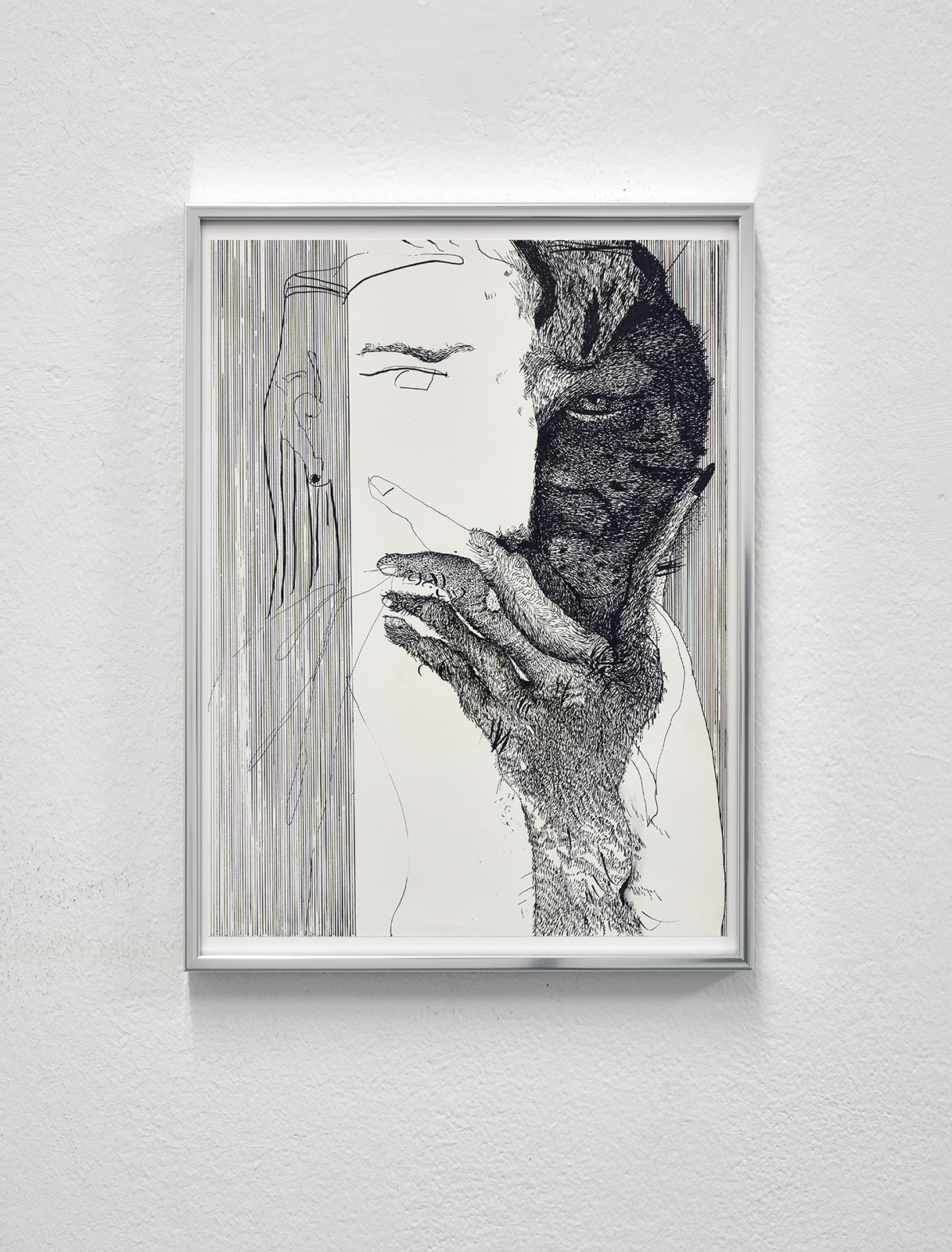Katharina Schücke, umstyling, 2021, ink drawing, 32 x 24 cm (framed)