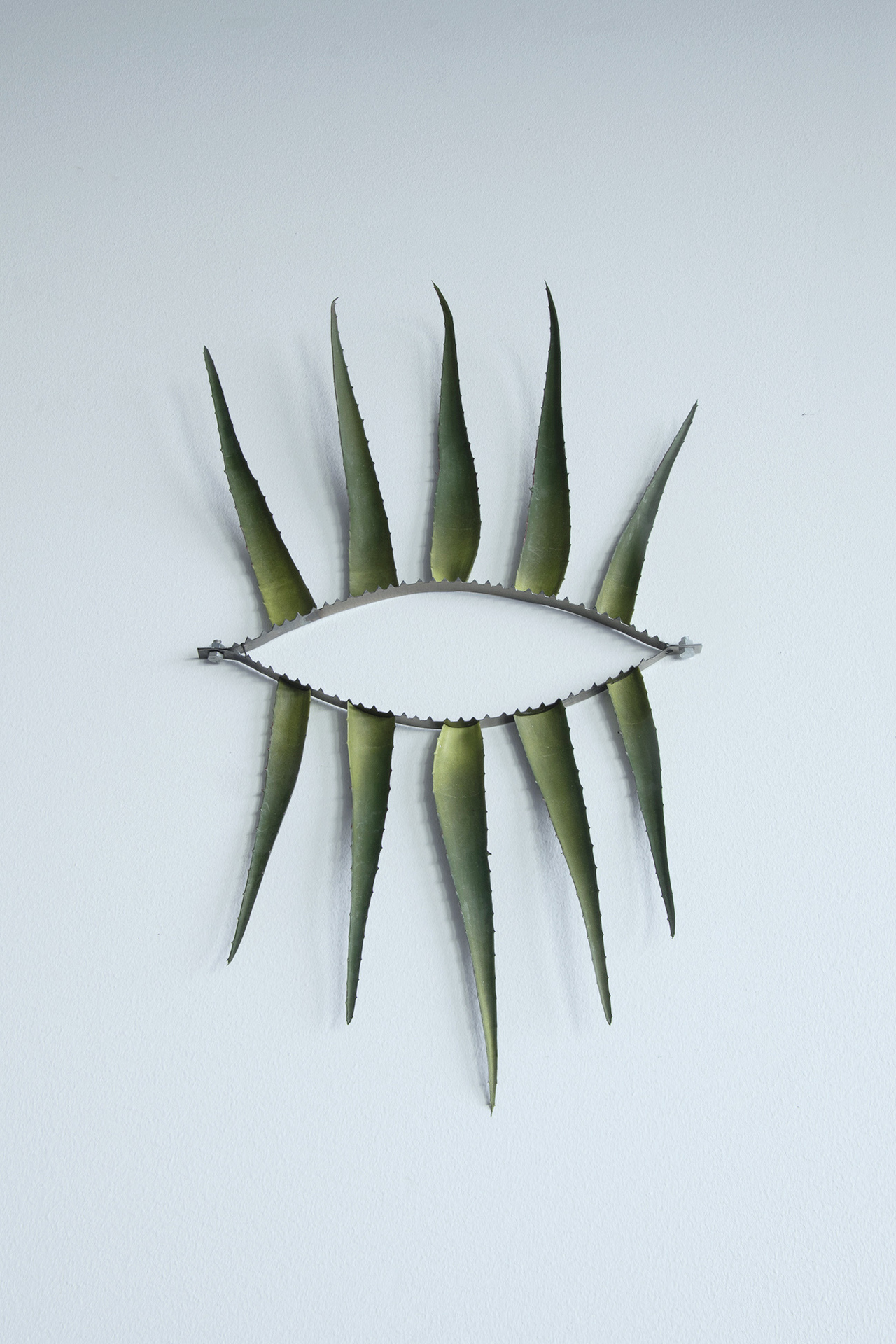 Anastasia Savinova, We Swim in One Water, act IV, ocean blue / 2021 / fake aloe vera, saw blades